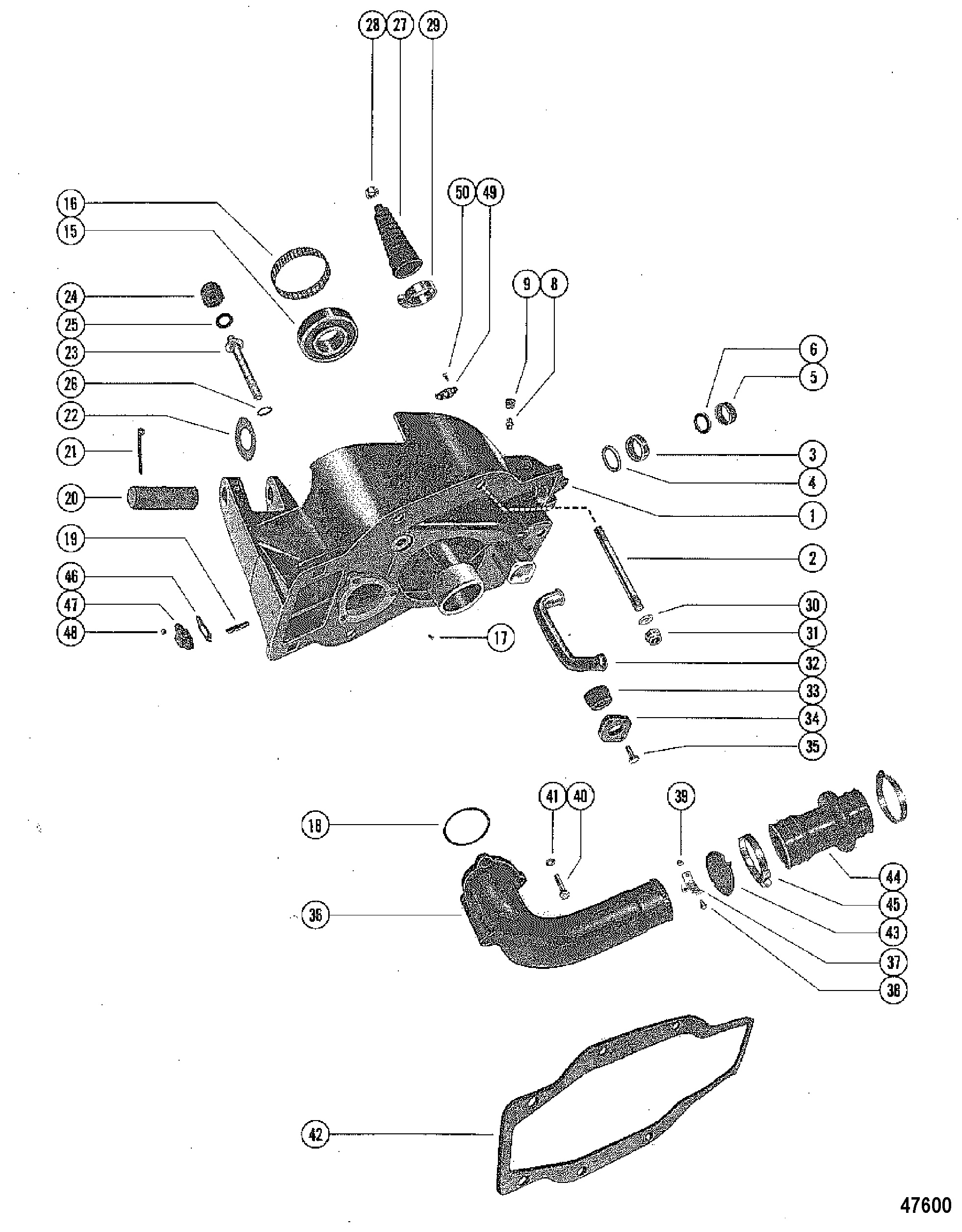 GIMBAL HOUSING ASSEMBLY AND EXHAUST ELBOW