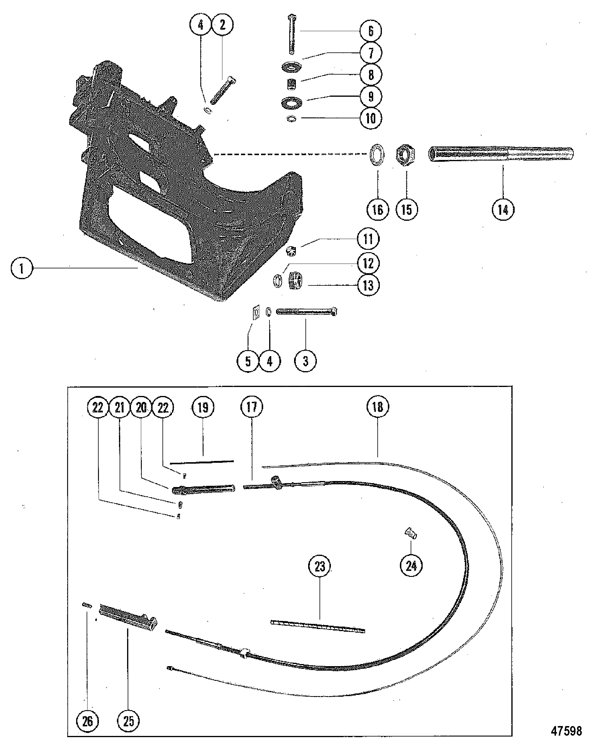 TRANSOM PLATE AND SHIFT CABLE