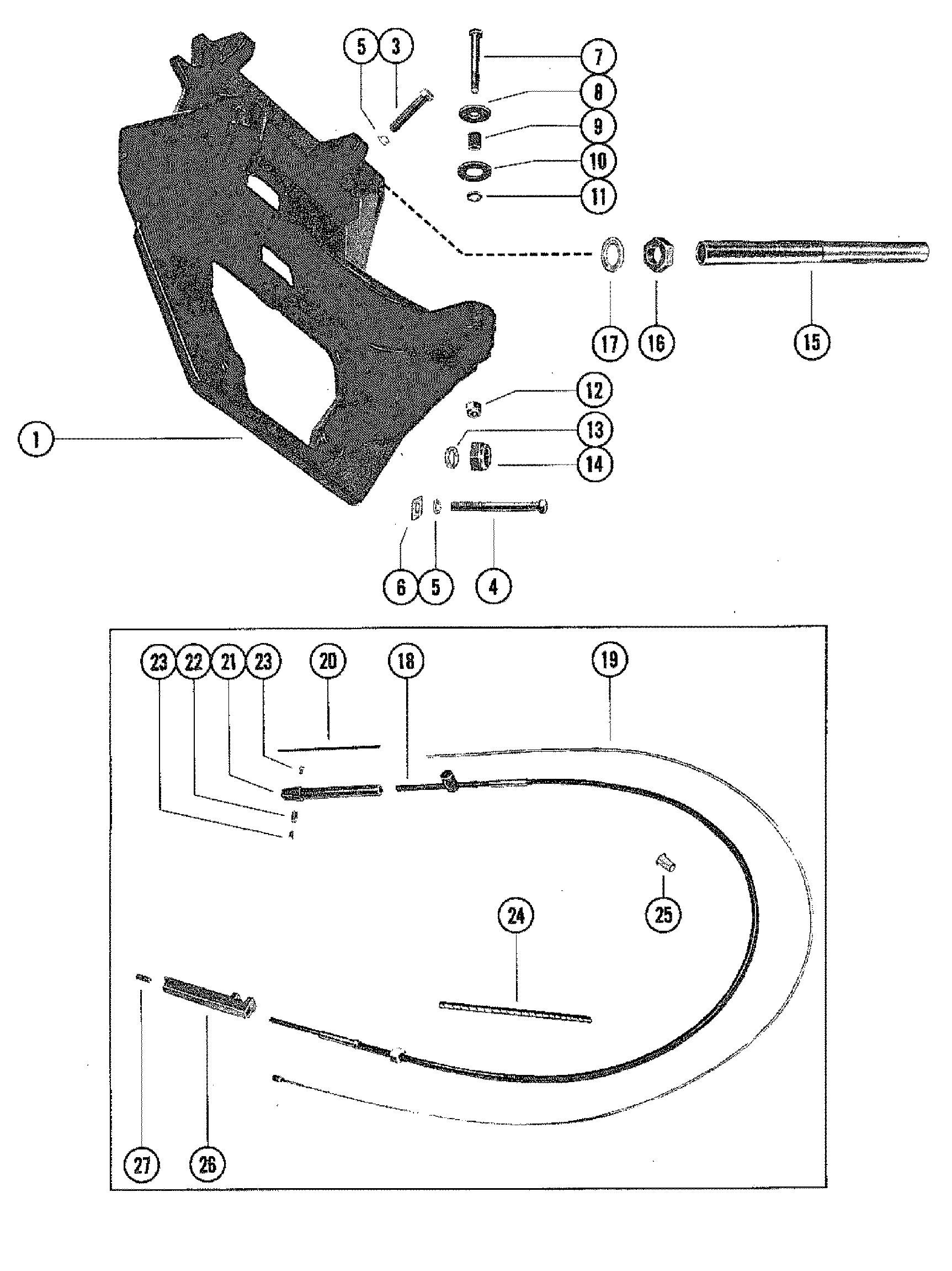 TRANSOM PLATE AND SHIFT CABLE
