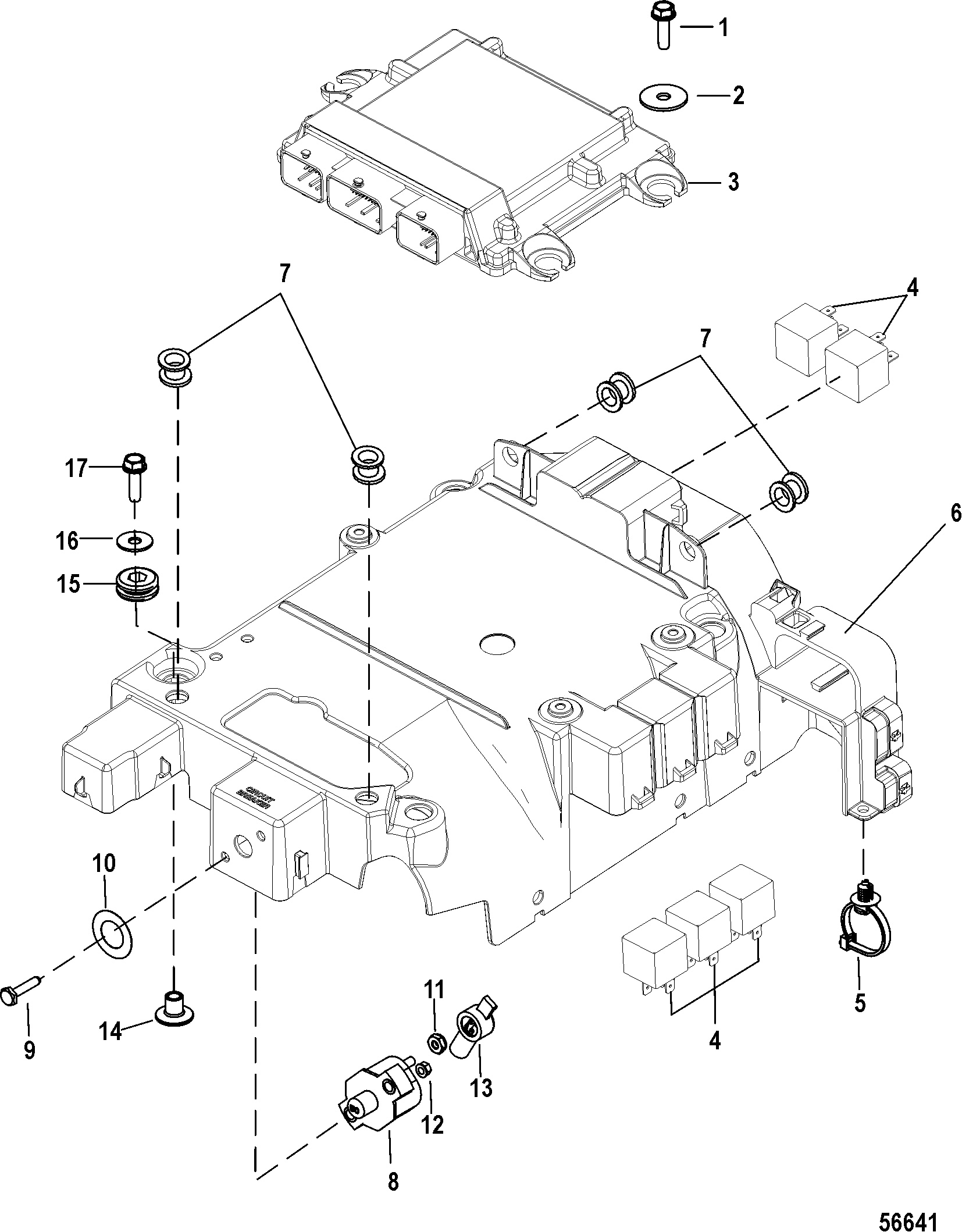Electrical Components, Bracket and Propulsion Control Module