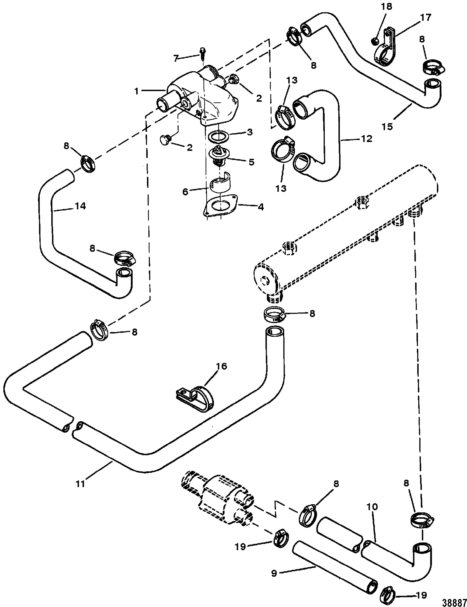 THERMOSTAT HOUSING(STANDARD COOLING) S N 0F305000 & UP