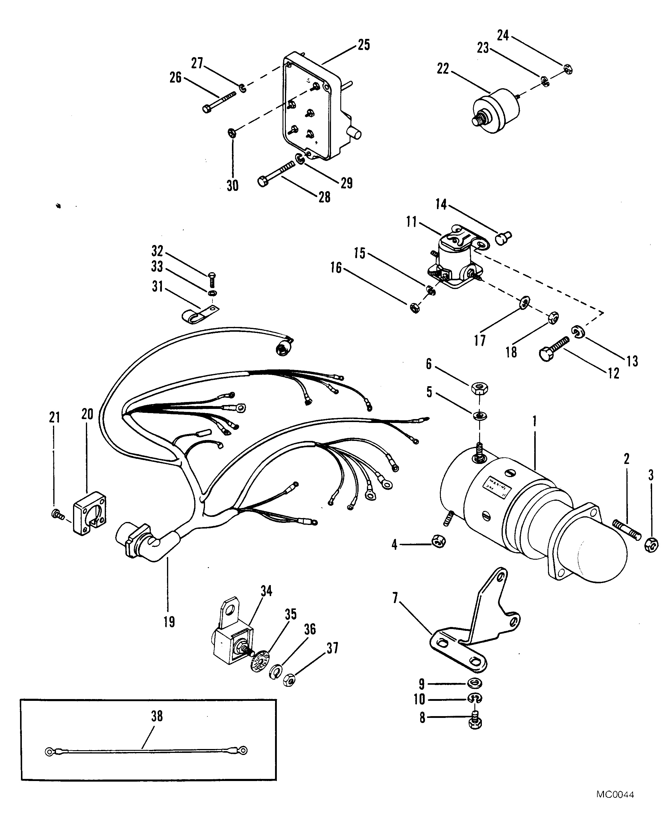 MOTORINO DI AVVIAMENTO E CABLAGGIO