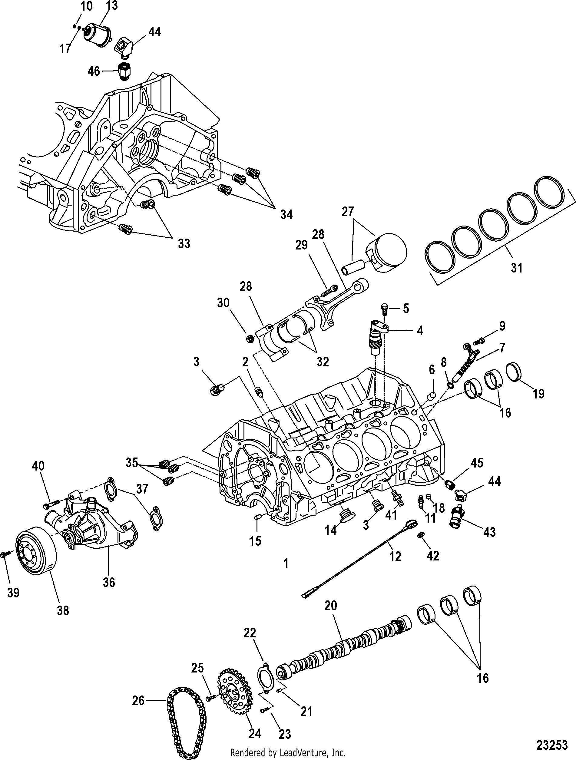 Block, Camshaft and Pistons