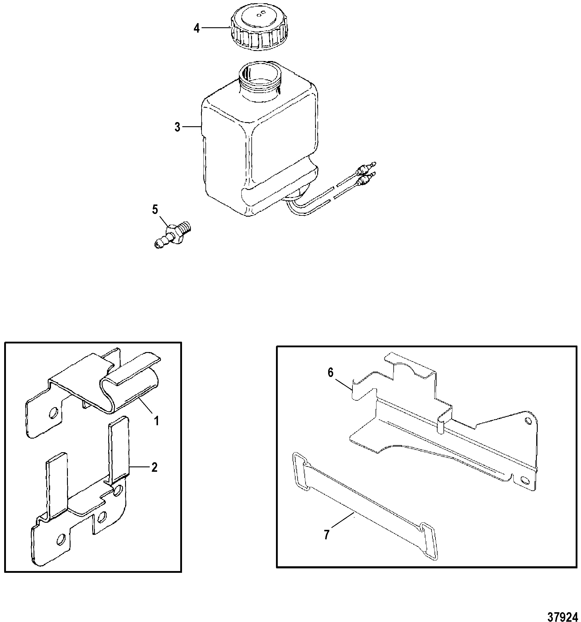 OIL RESERVOIR BOTTLE AND BRACKET