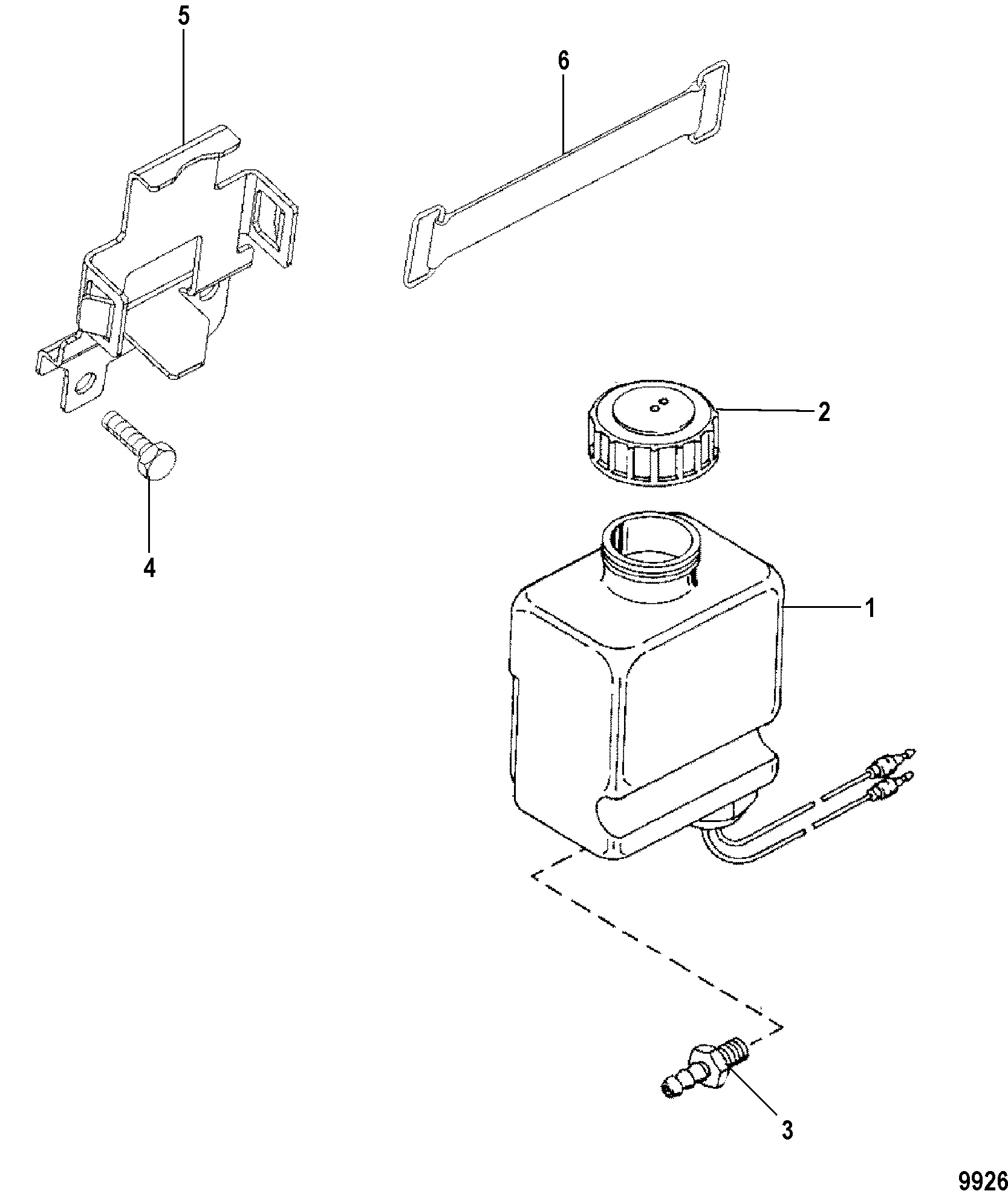 OIL RESERVOIR BOTTLE AND BRACKET