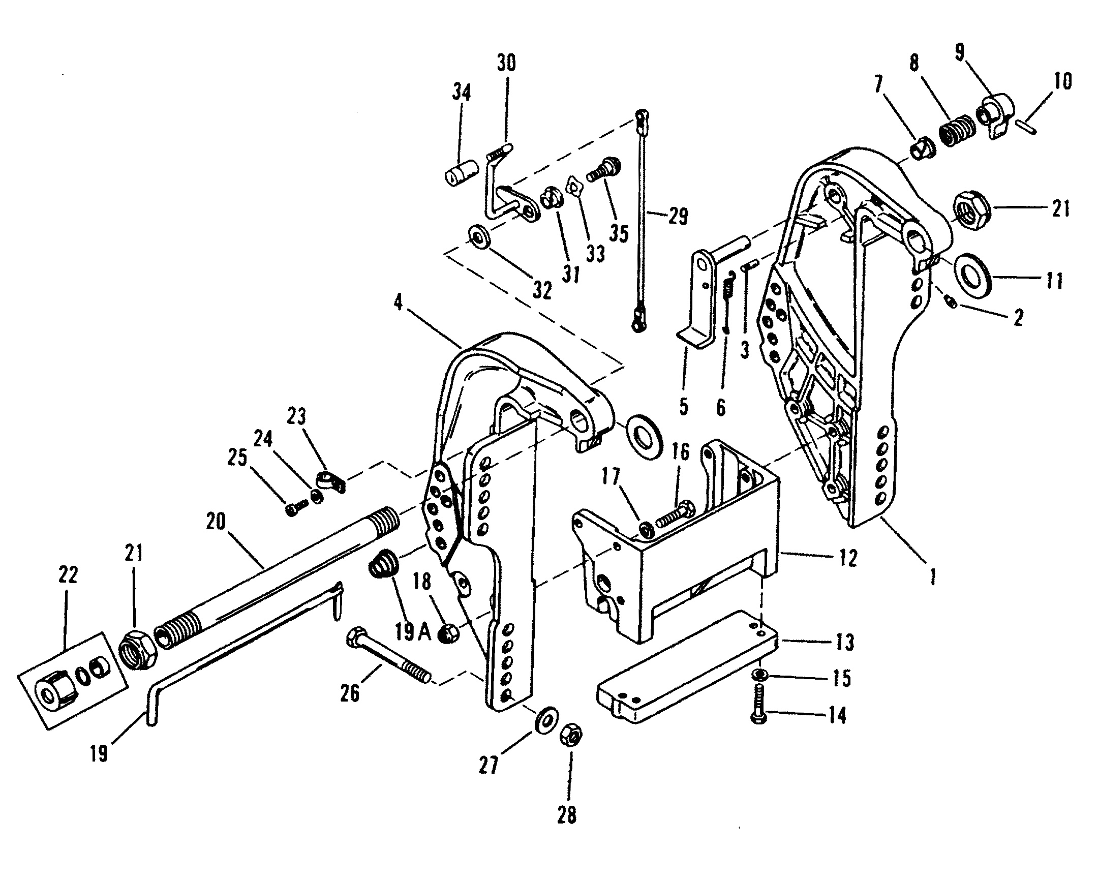 TRANSOM BRACKET (50 60)(S N 0D181999 AND BELOW)