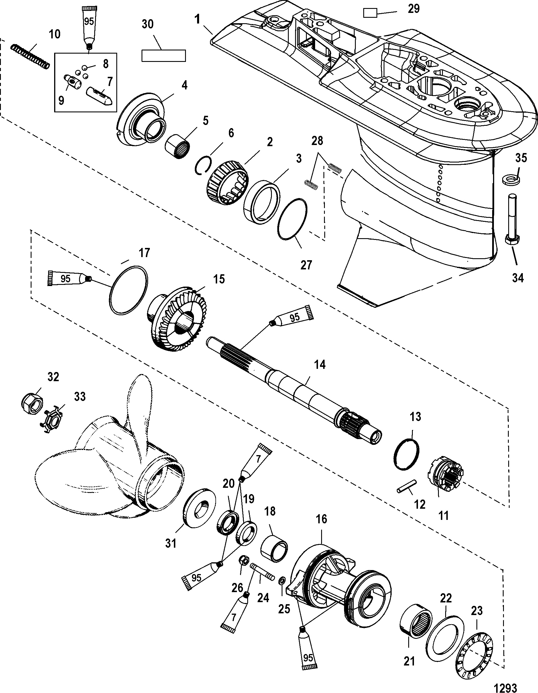 Gear Housing, Prop-2.31 1-USA-0T625303 BEL-0P216184 Below