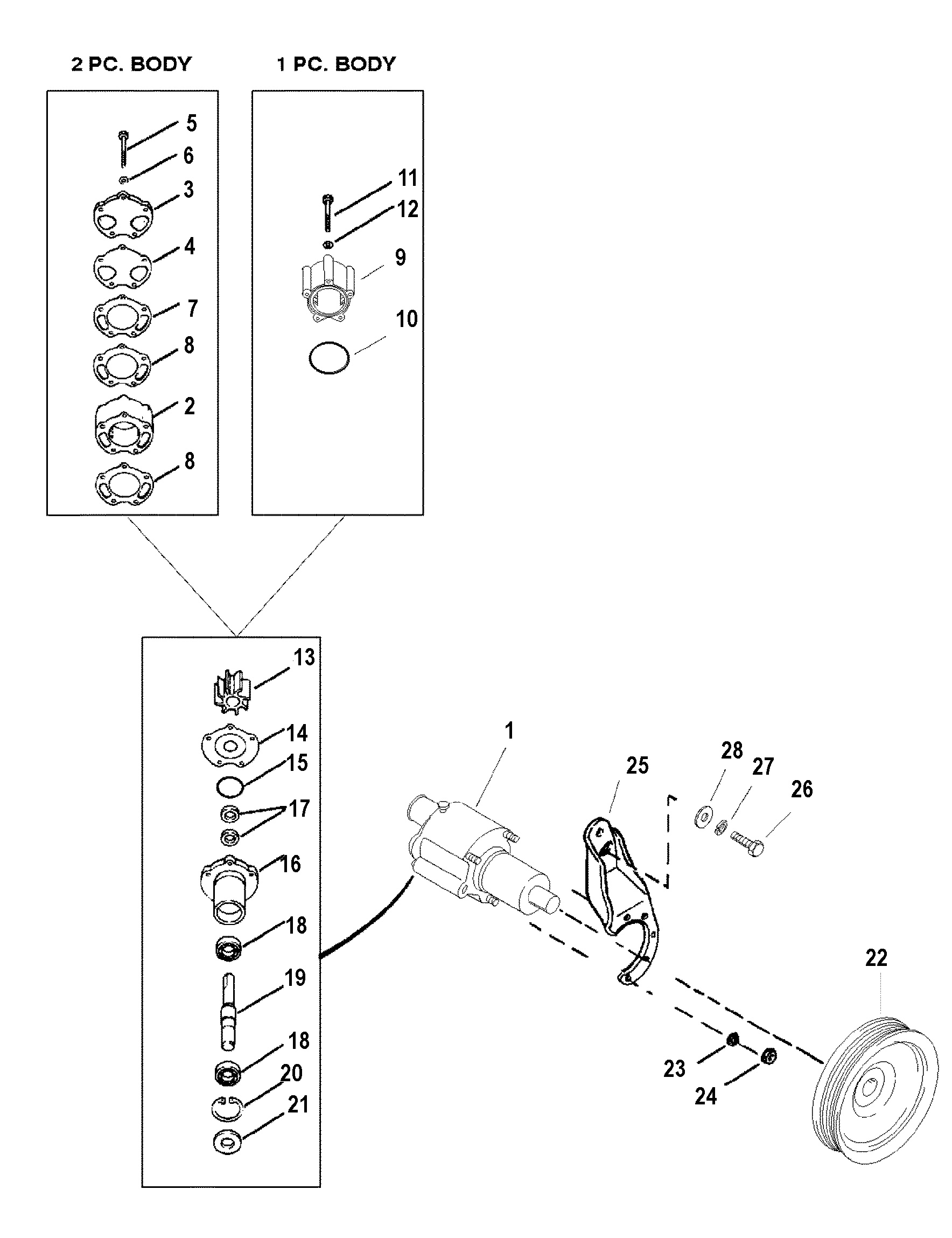 SEA WATER PUMP ASSEMBLY(USE WITH BRAVO ENGINES)