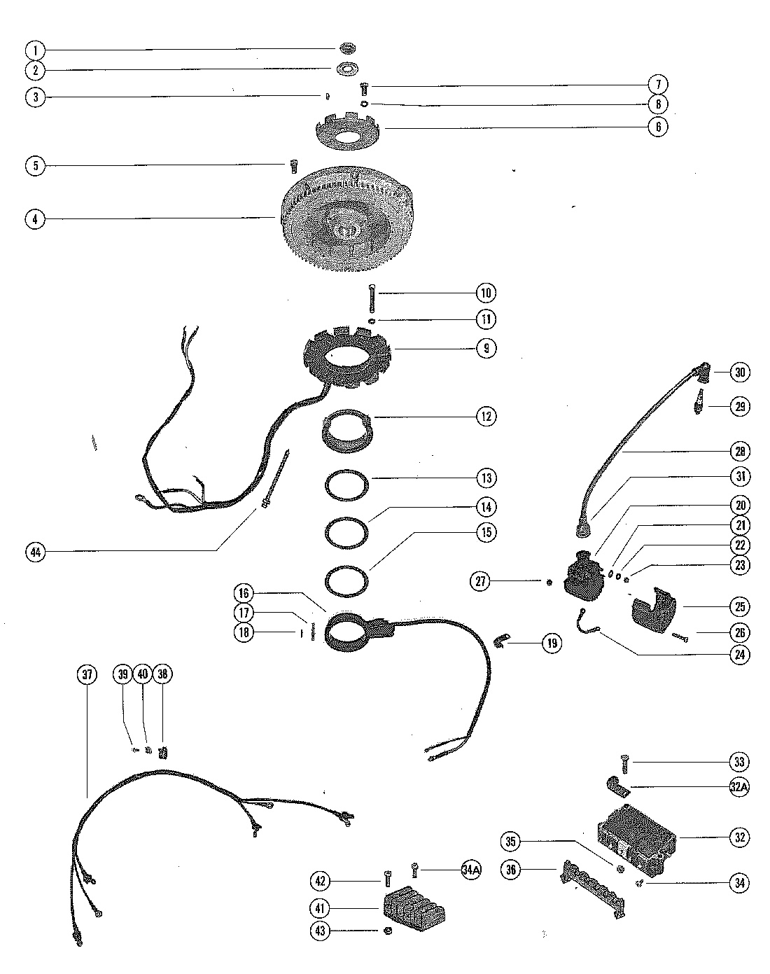 FLYWHEEL, IGNITION COIL AND SWITCH BOX