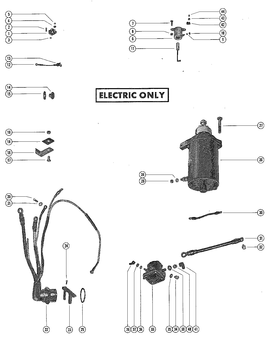 STARTER MOTOR, RECTIFIER AND WIRING HARNESS
