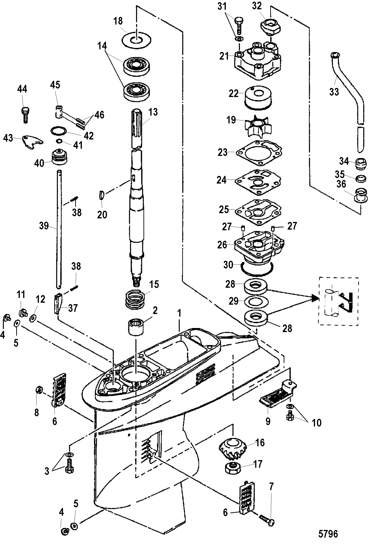 Gear Housing, Driveshaft, Serial 0N116271 and Up
