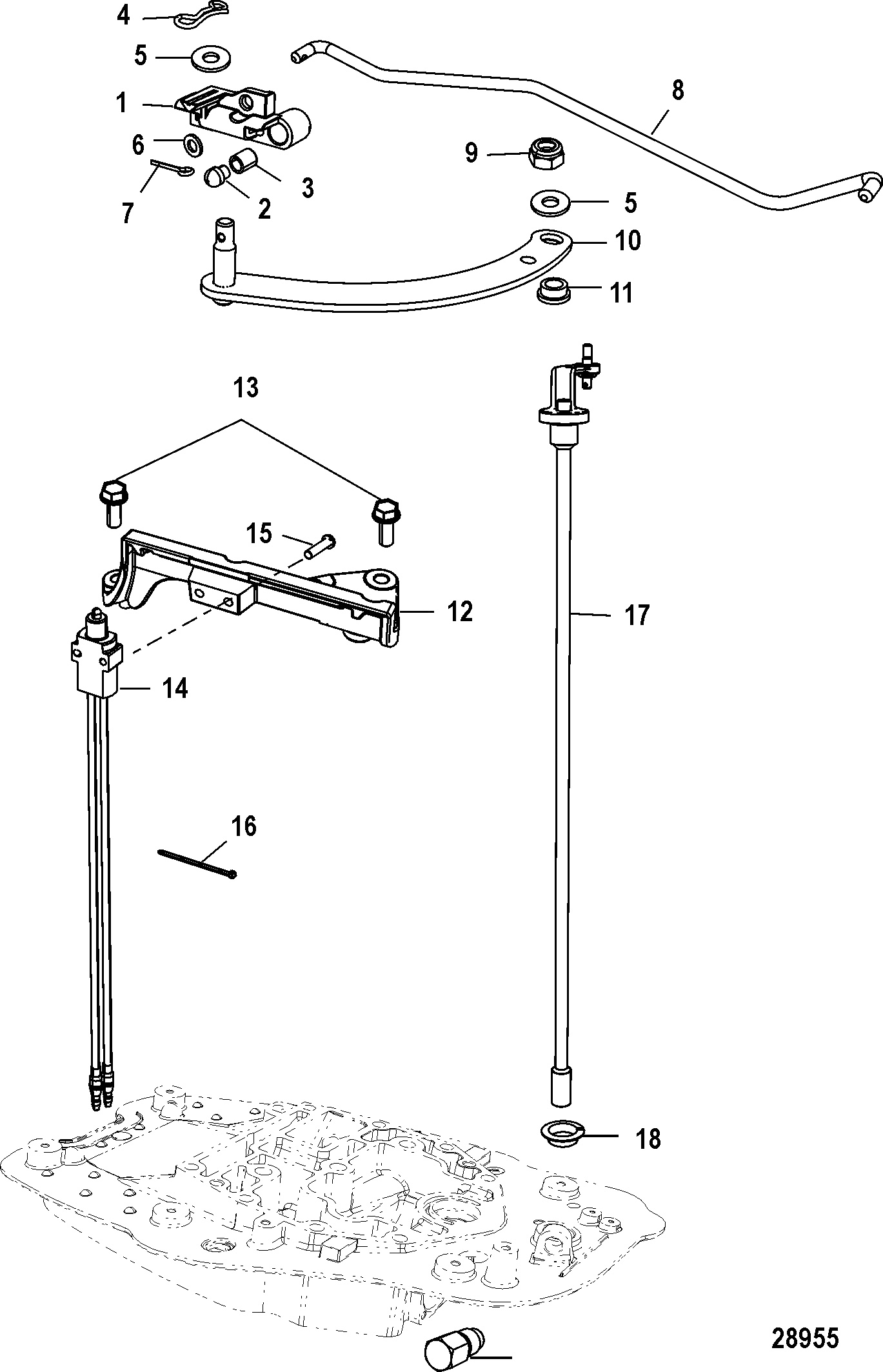 Shift Linkage, Tiller, Design I-Shift Detent