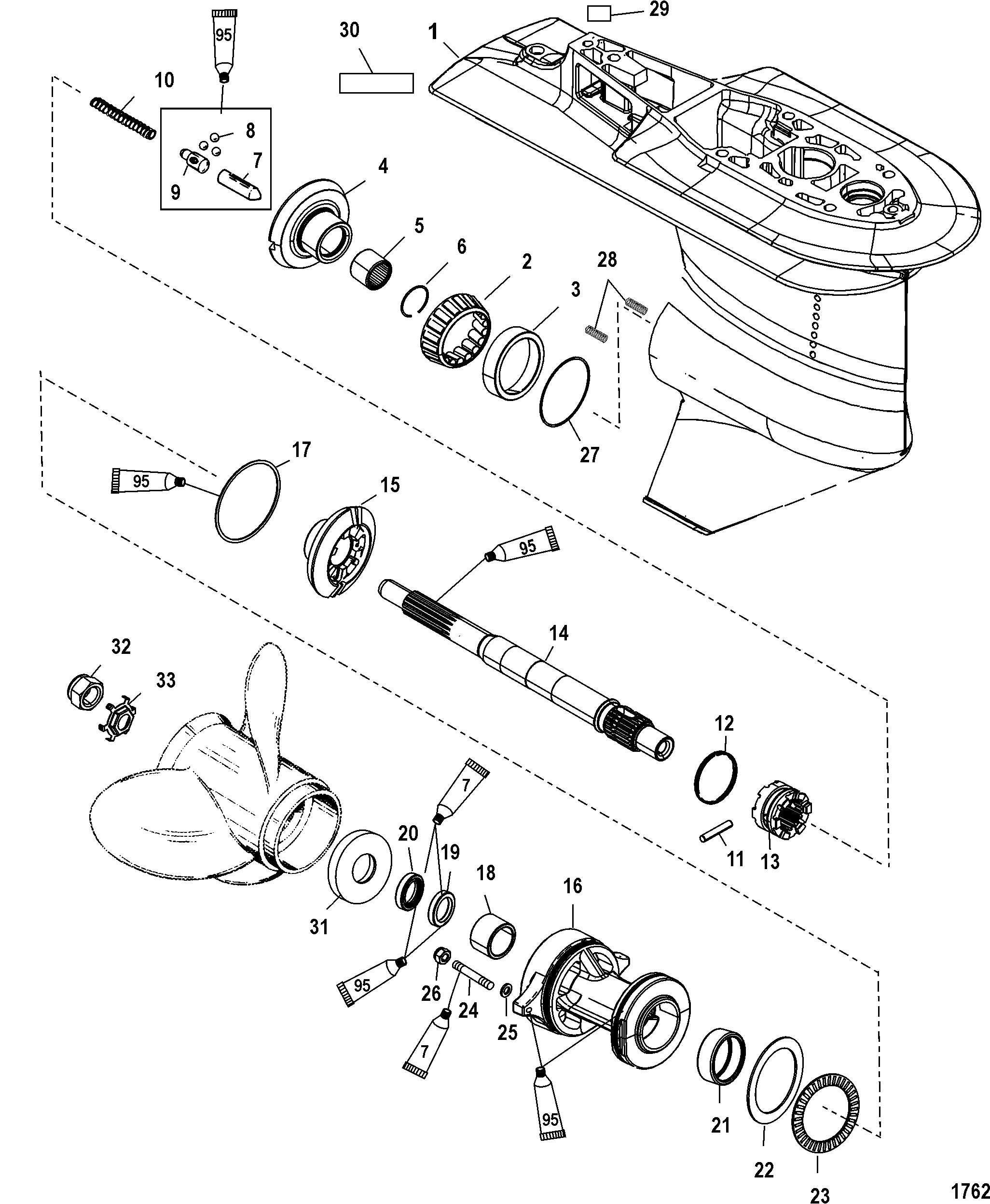 Gear Housing, Propeller Shaft - 2.33 1 Gear Ratio