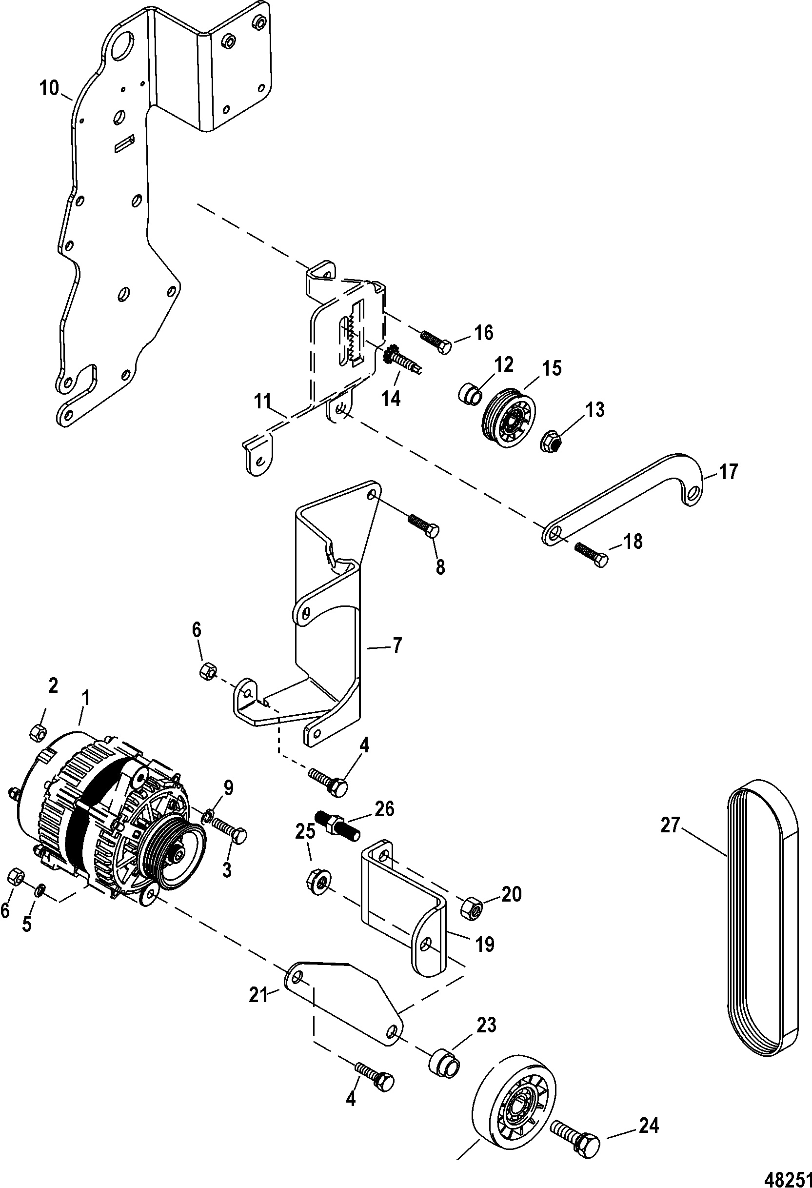 Alternator and Brackets, 383 Mag Bravo 4V