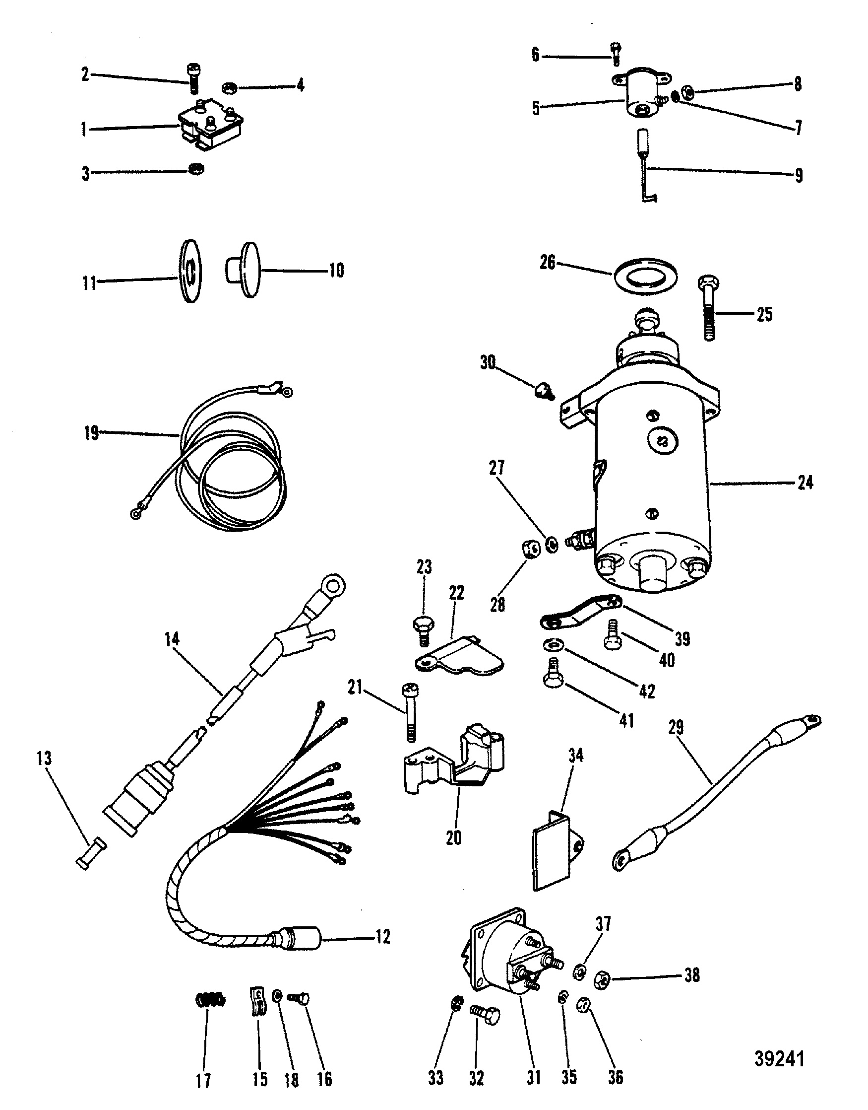 STARTER MOTOR, RECTIFIER AND WIRING HARNESS (ELECTRIC ONLY)