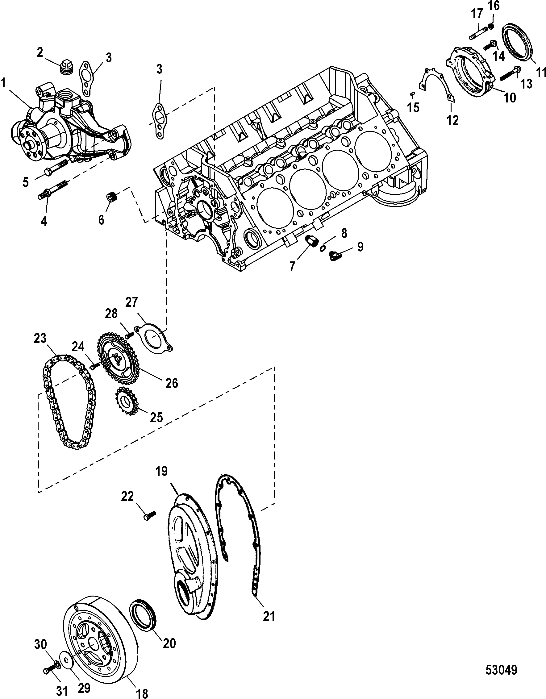 Front Cover and Circulating Pump