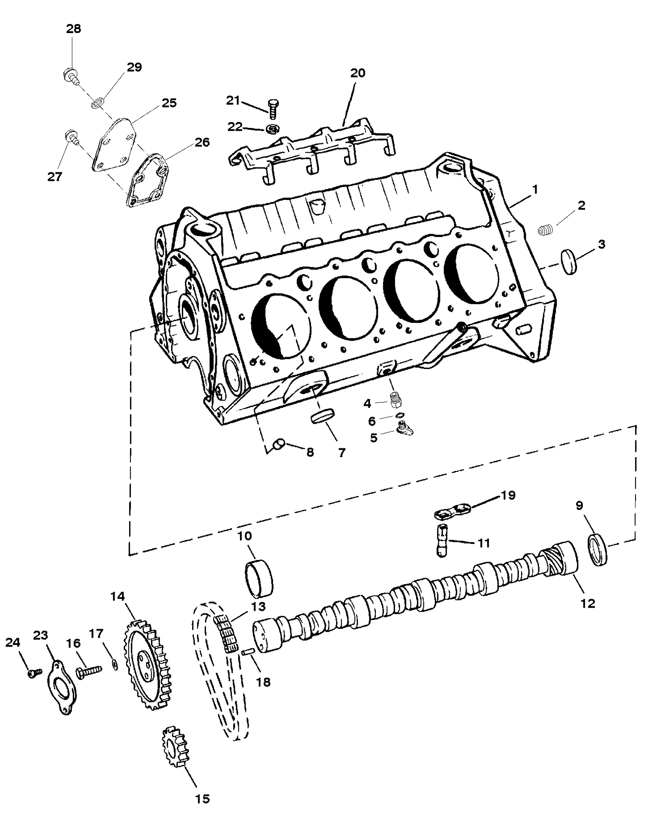 CYLINDER BLOCK AND CAMSHAFT