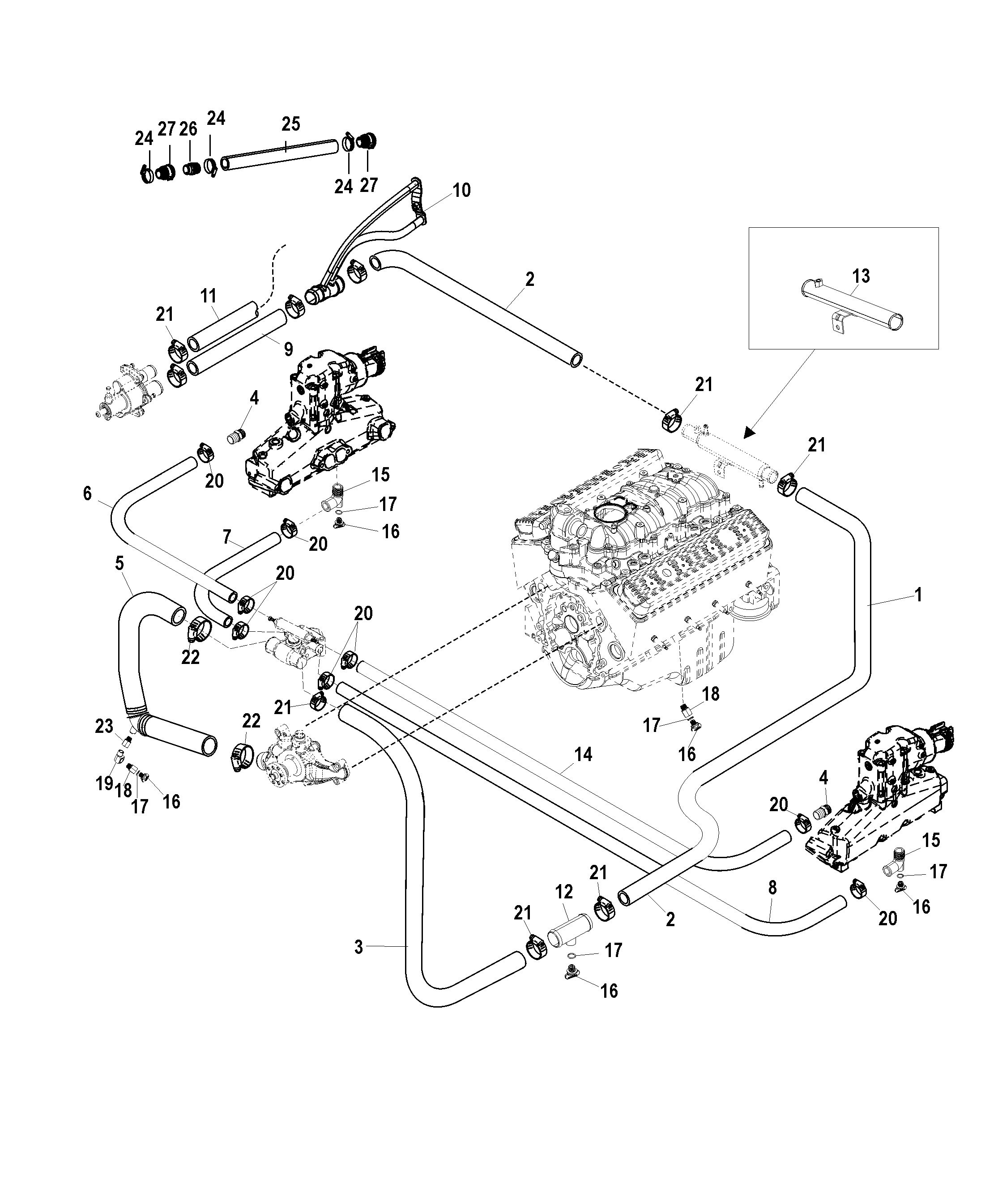 Standard Cooling System (BRAVO)(7 Point Drain)