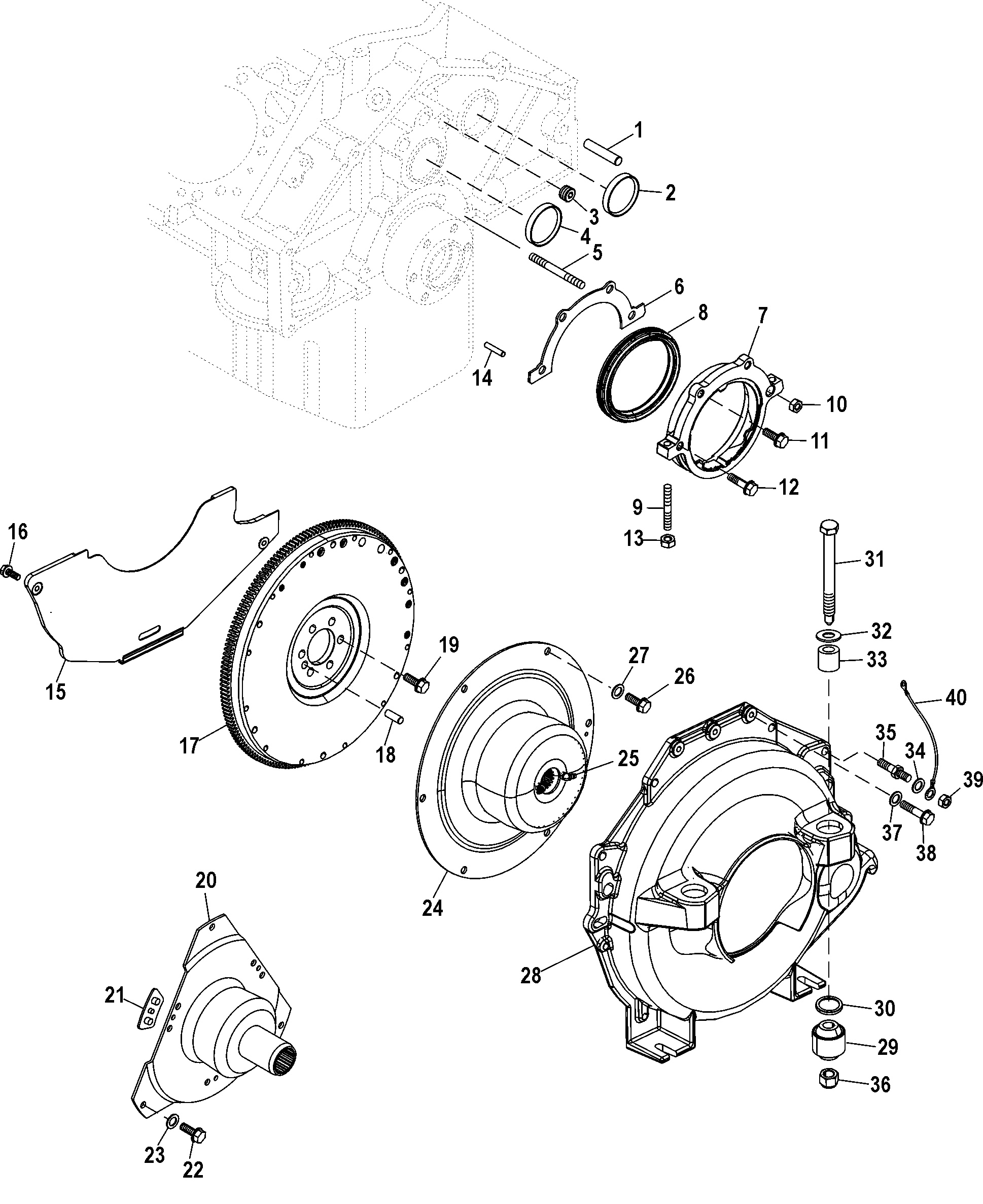 Cylinder Block, Flywheel Housing and Rear Main Seal