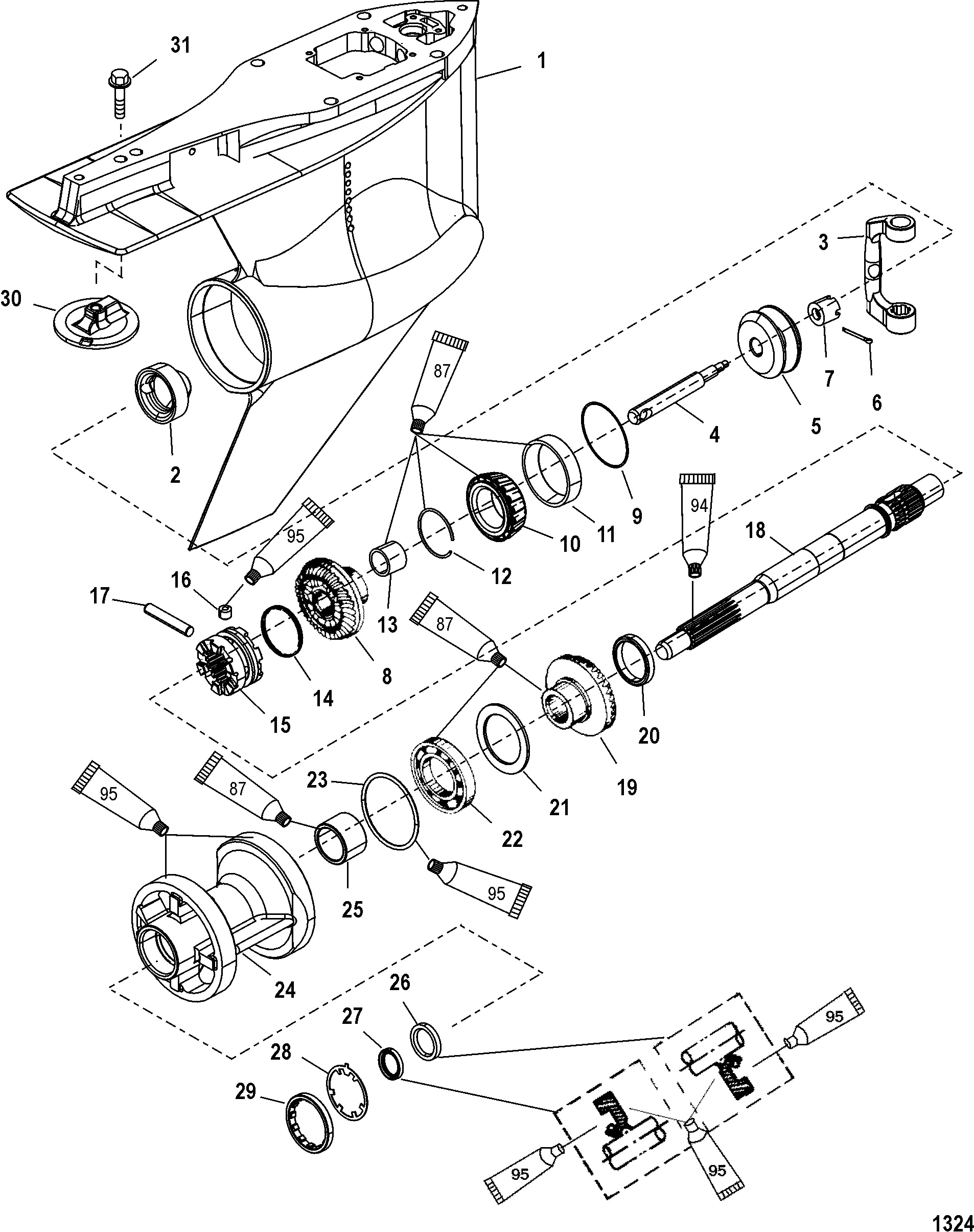 Gear Housing, Propeller Shaft - Standard Rotation