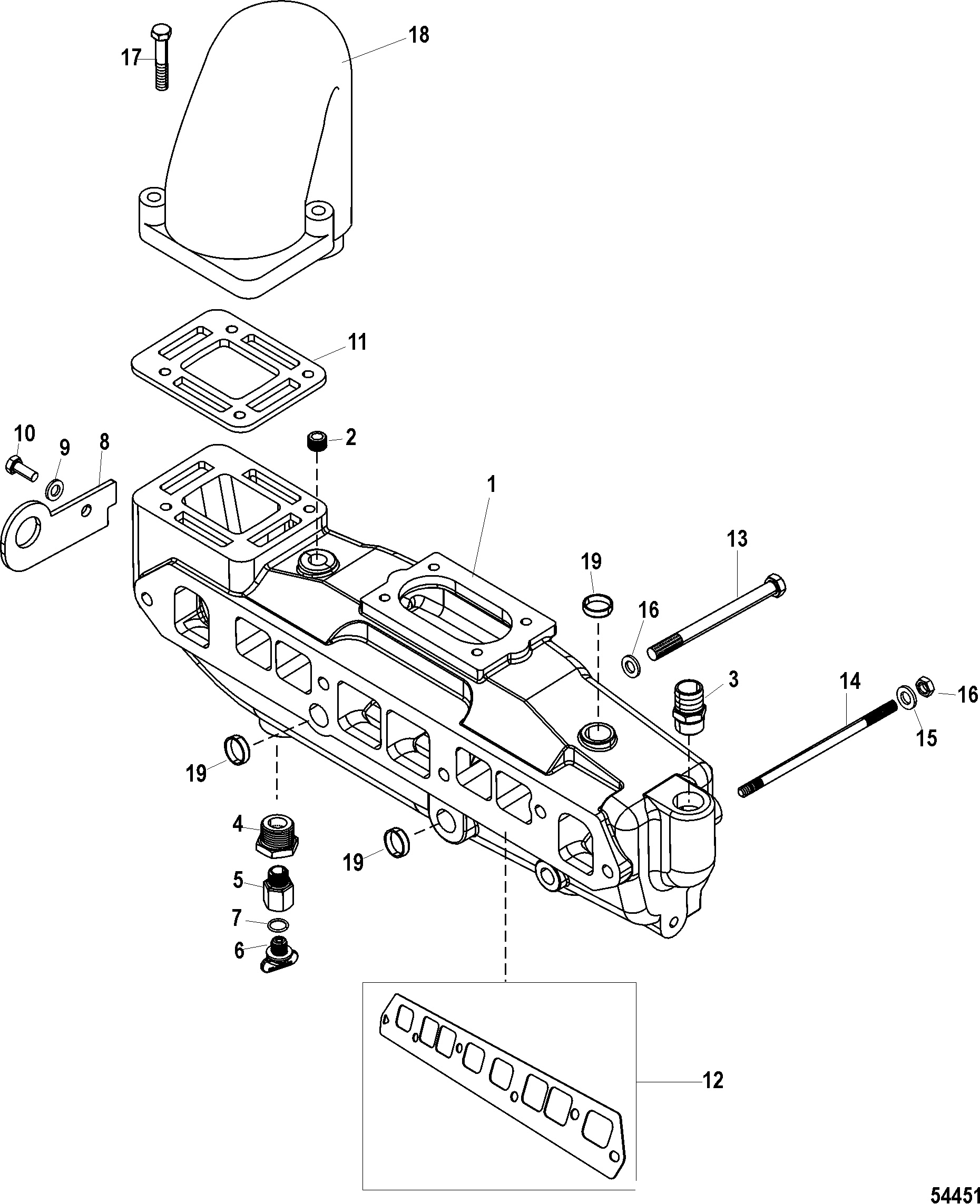 Exhaust Manifold(0M680000 and Up Without End Caps)