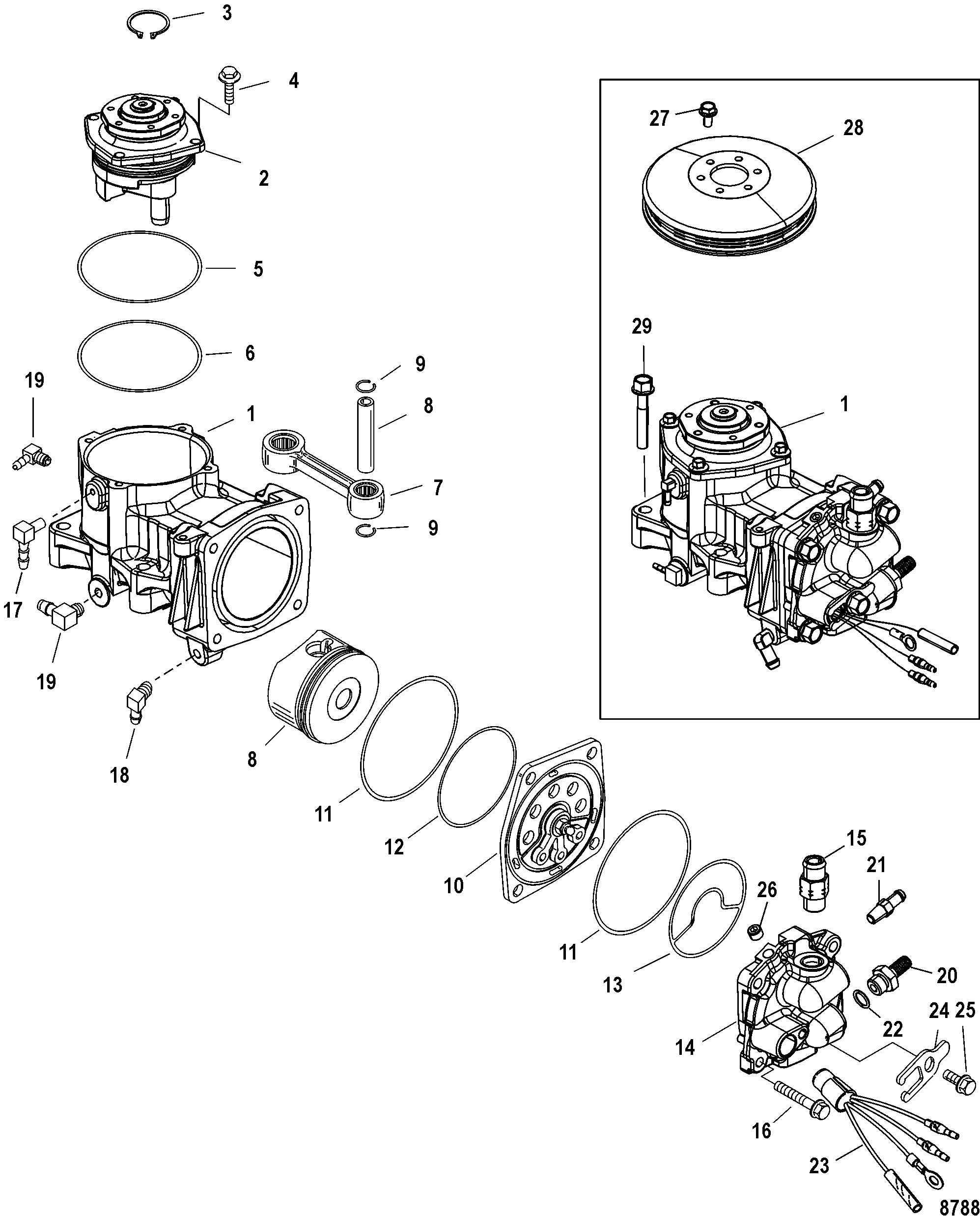 Air Compressor Components 250, SN# 1B885131 and below