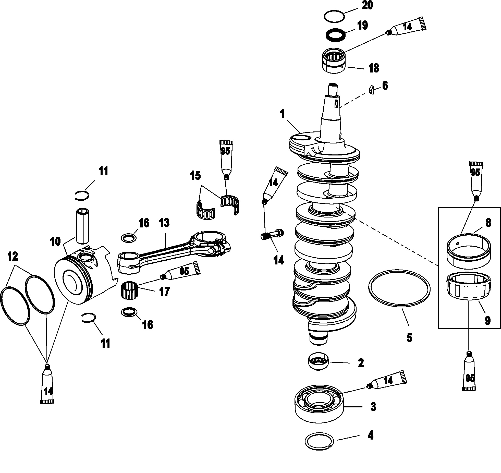 Crankshaft, Pistons and Connecting Rods, 250