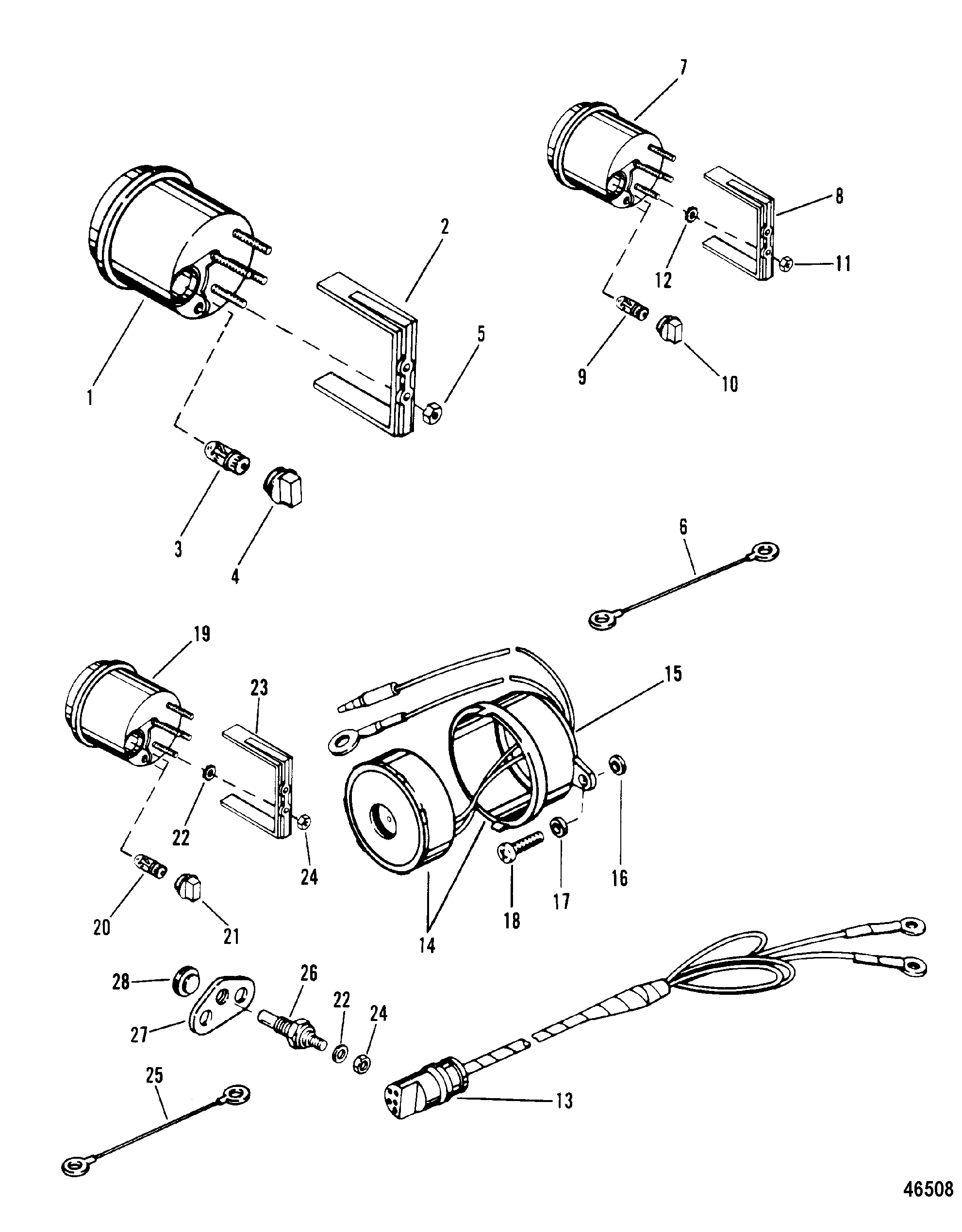TACHOMETER, TRIM GAUGE AND ALARM HORN
