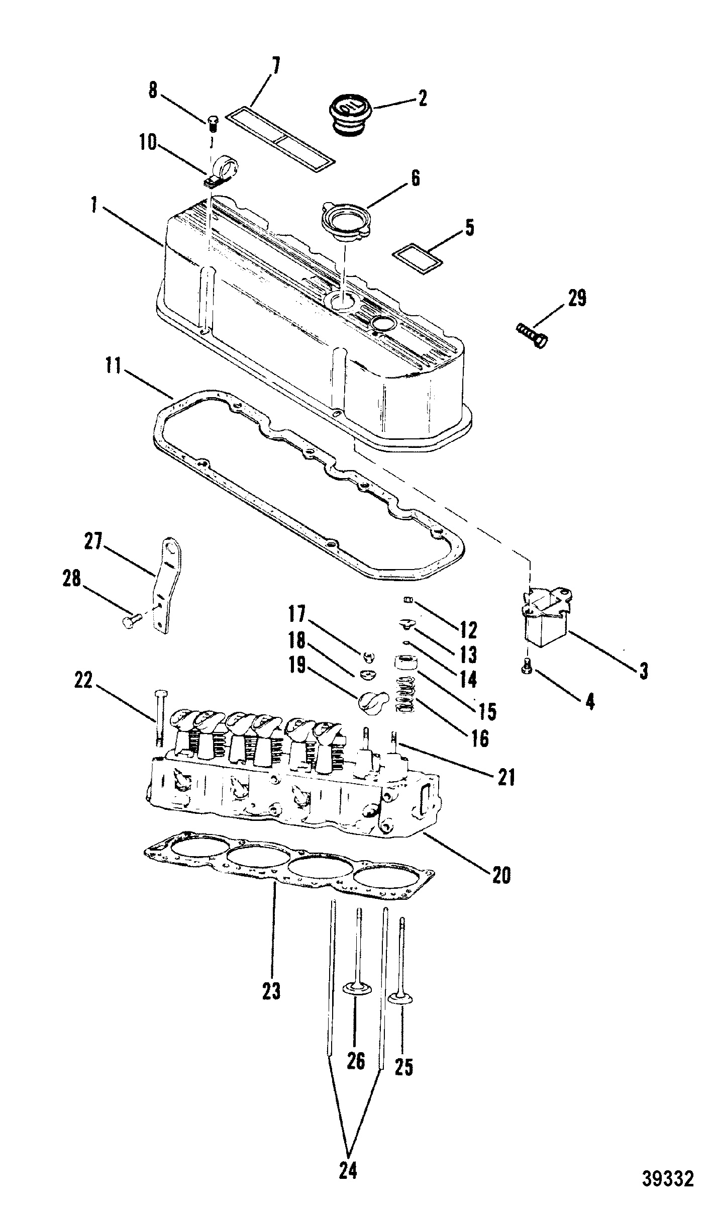 CYLINDER HEAD AND ROCKER COVER(120-2.5L 153 CID)