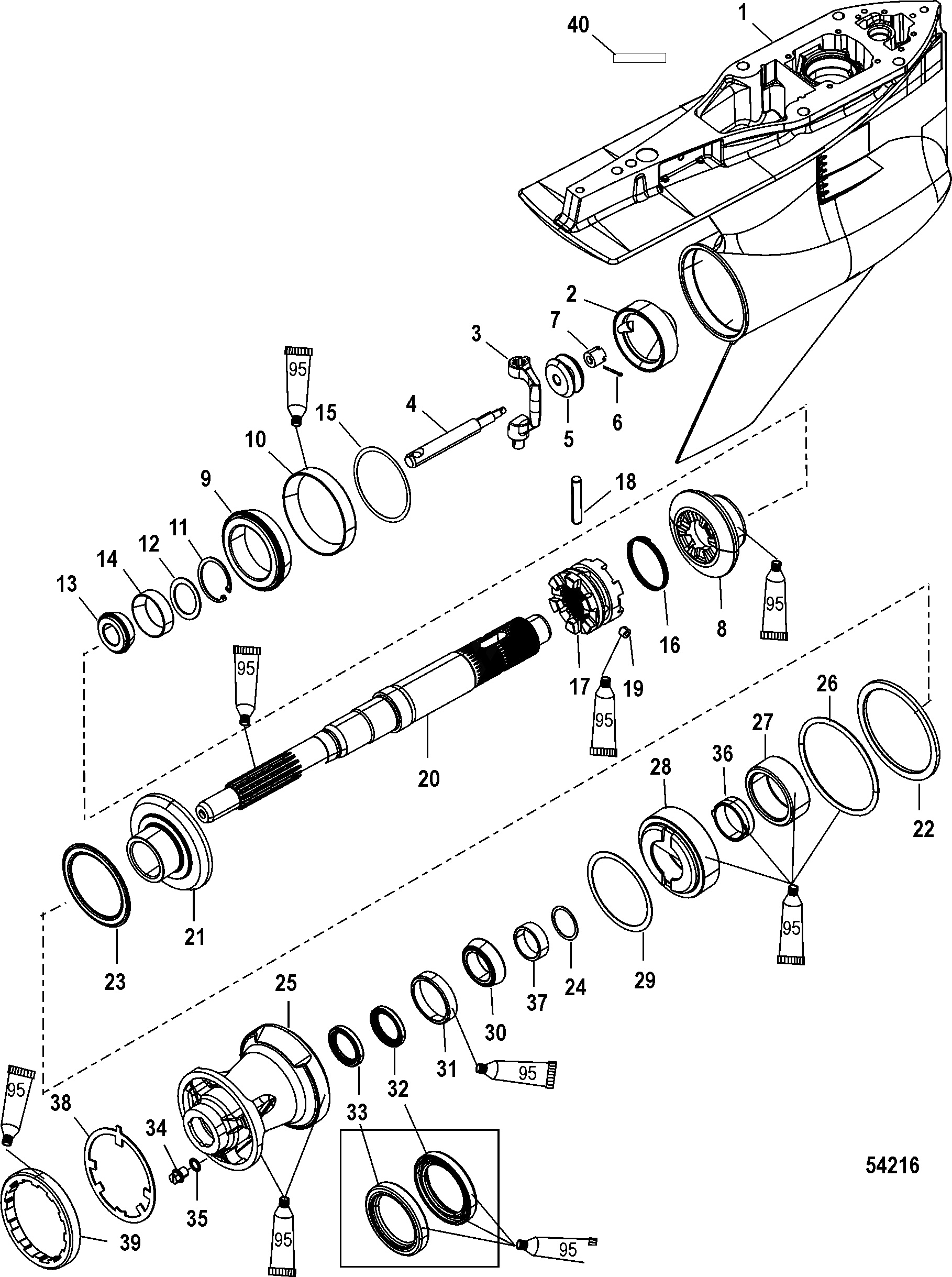 Gear Housing, Prop Shaft-Count Rot, 4.80 Torp 2B026817 & up