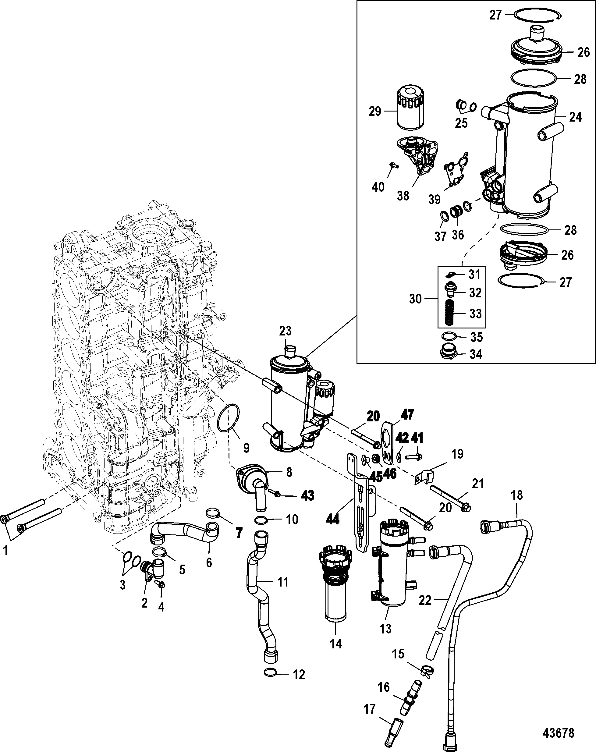 Starboard Cylinder Block Oil Cooler(1B830816 and Above)