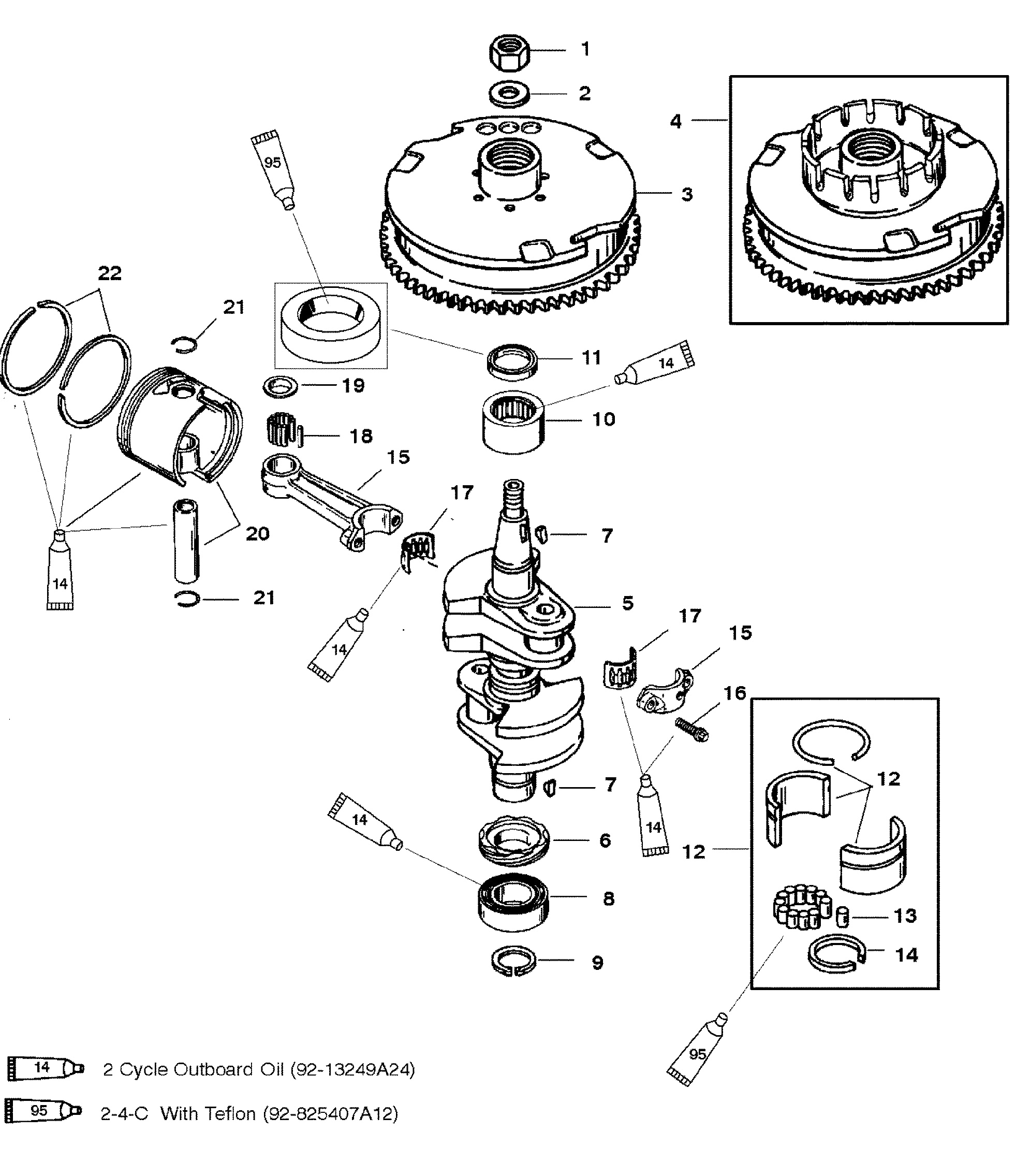 CRANKSHAFT PISTON FLYWHEEL