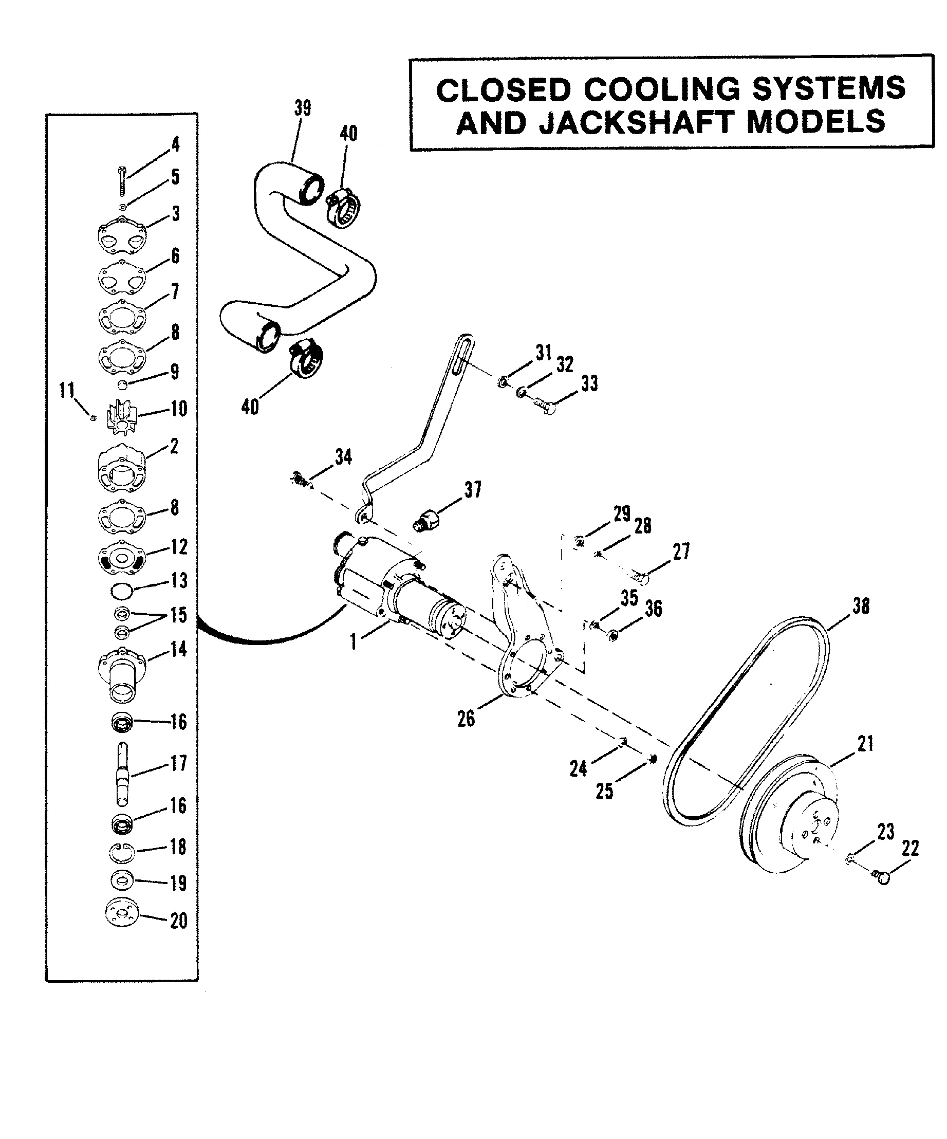 SEA WATER PUMP, CLOSED COOLING JACKSHAFT MODELS