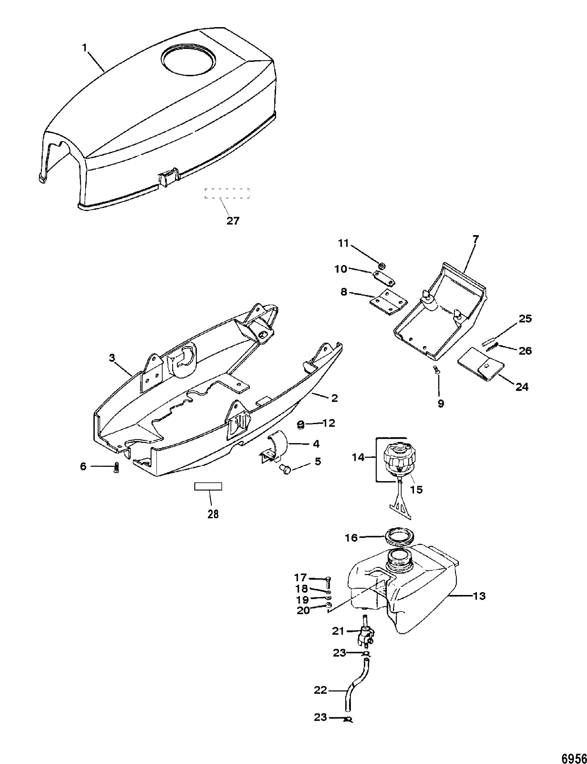 Cowl and Fuel Tank, 1B575522 and Below