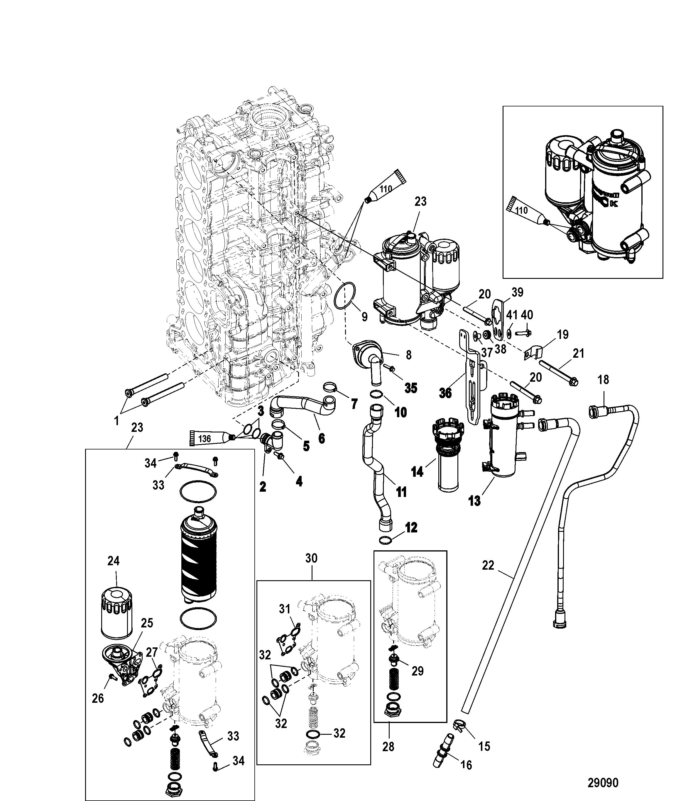 Starboard Cylinder Block Oil Cooler(1B830815 and Below)