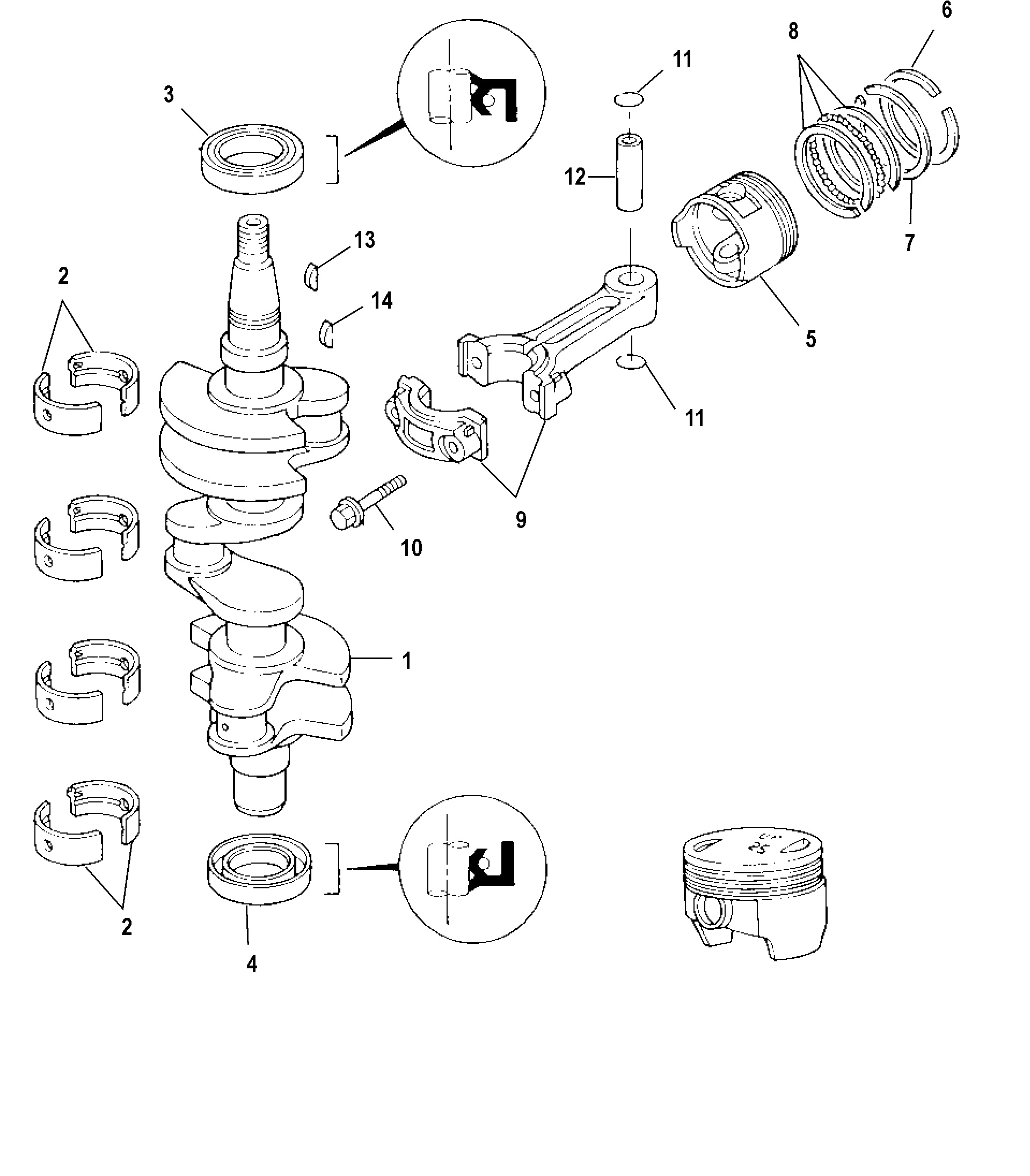 Crankshaft, Pistons and Connecting Rods