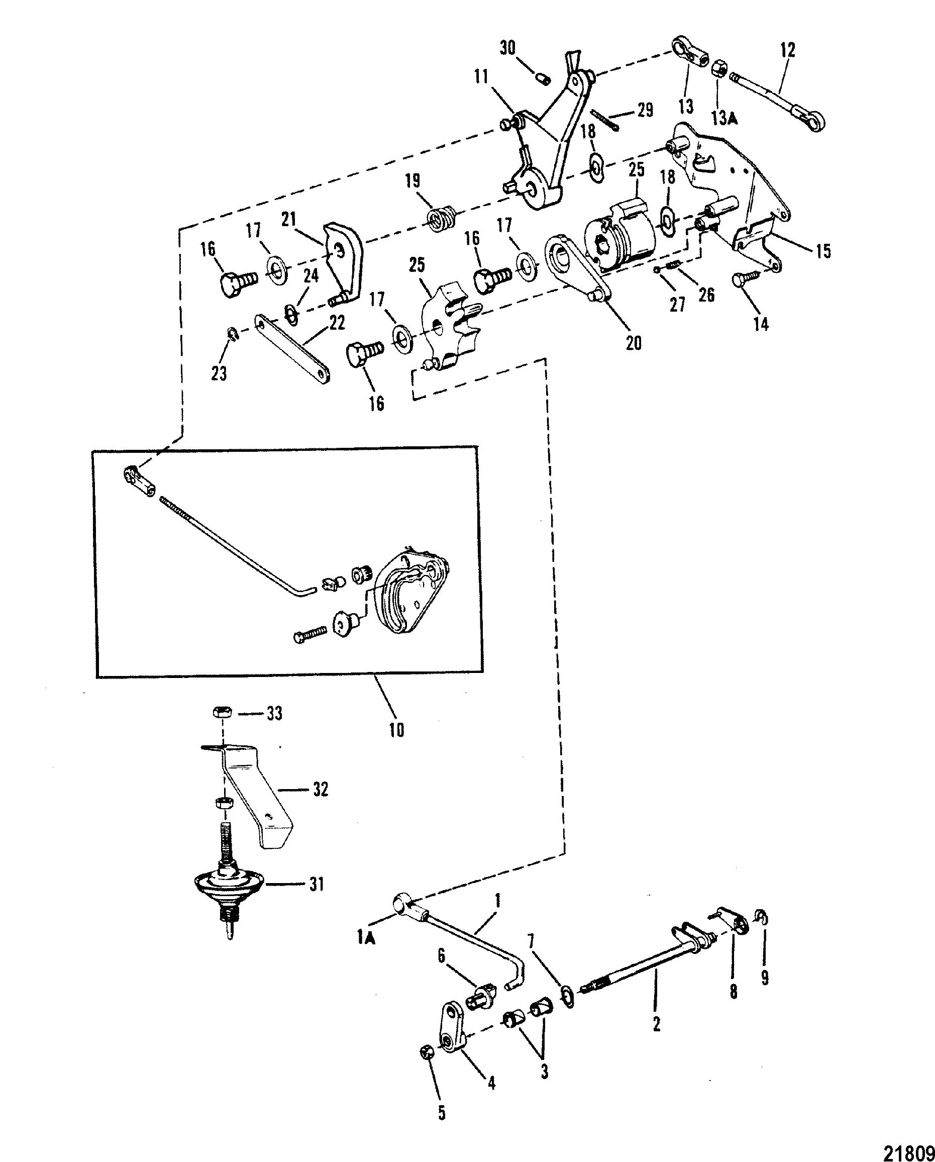 Throttle and Shift Linkage(Tiller Handle Shift)