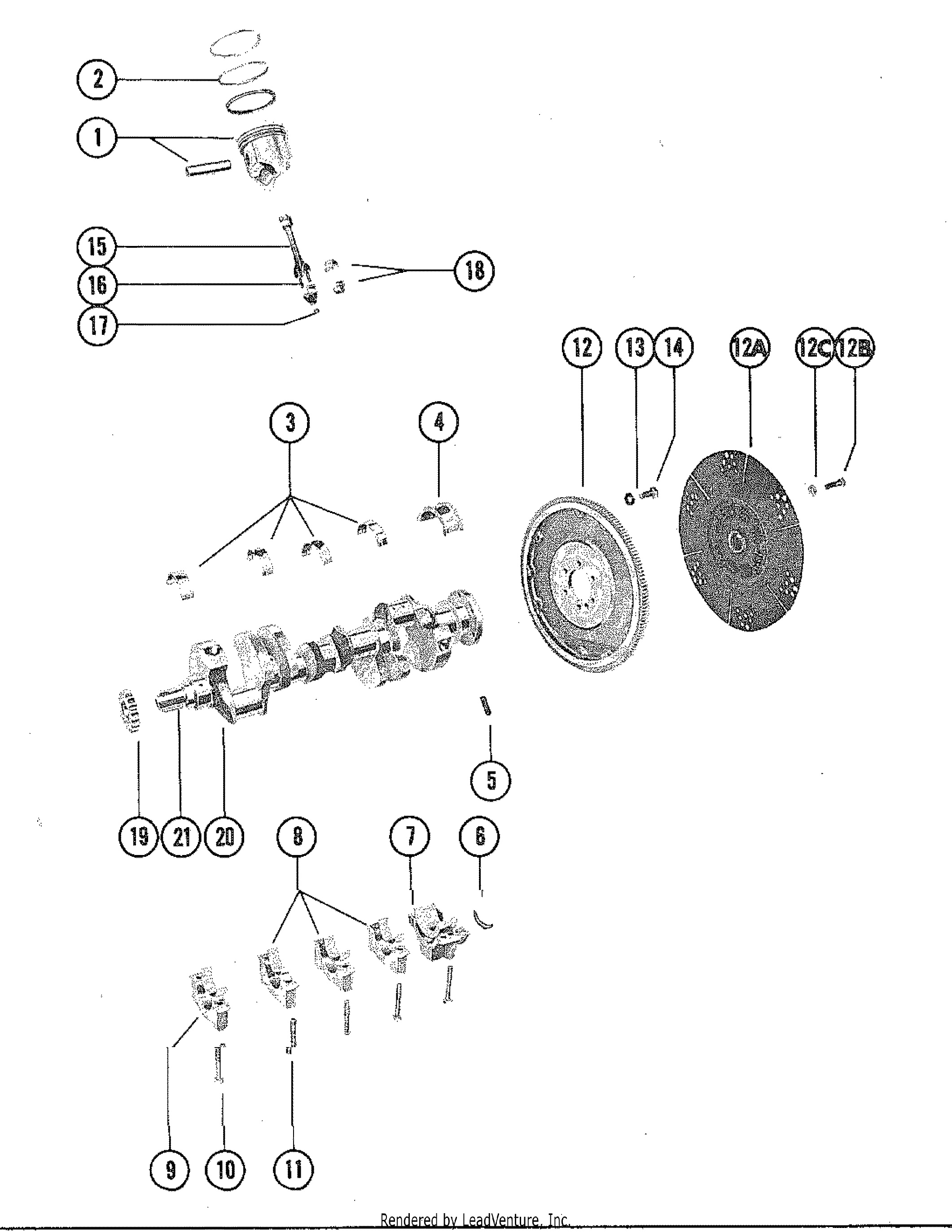 CRANKSHAFT AND PISTONS