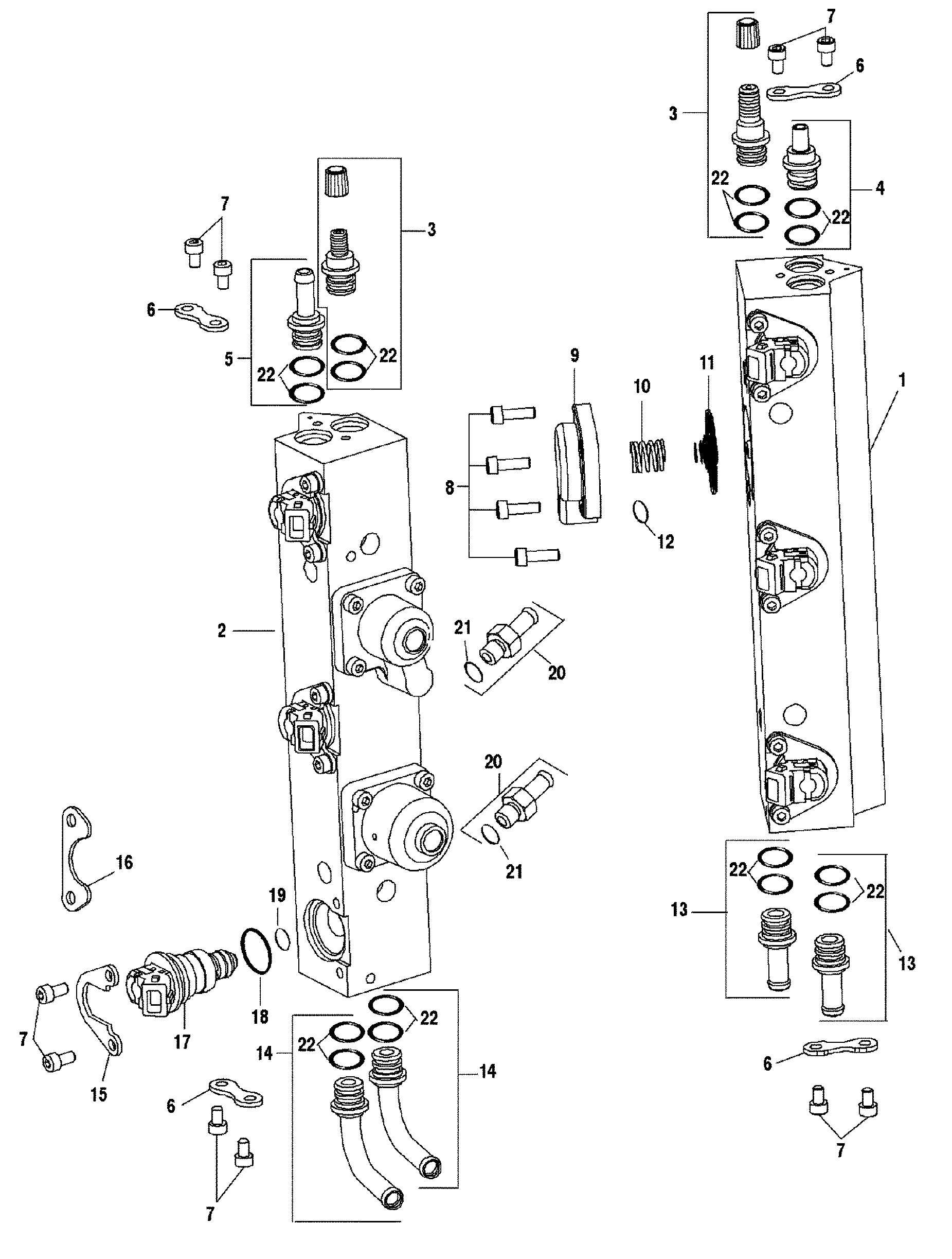 Componenti della rotaia del carburante