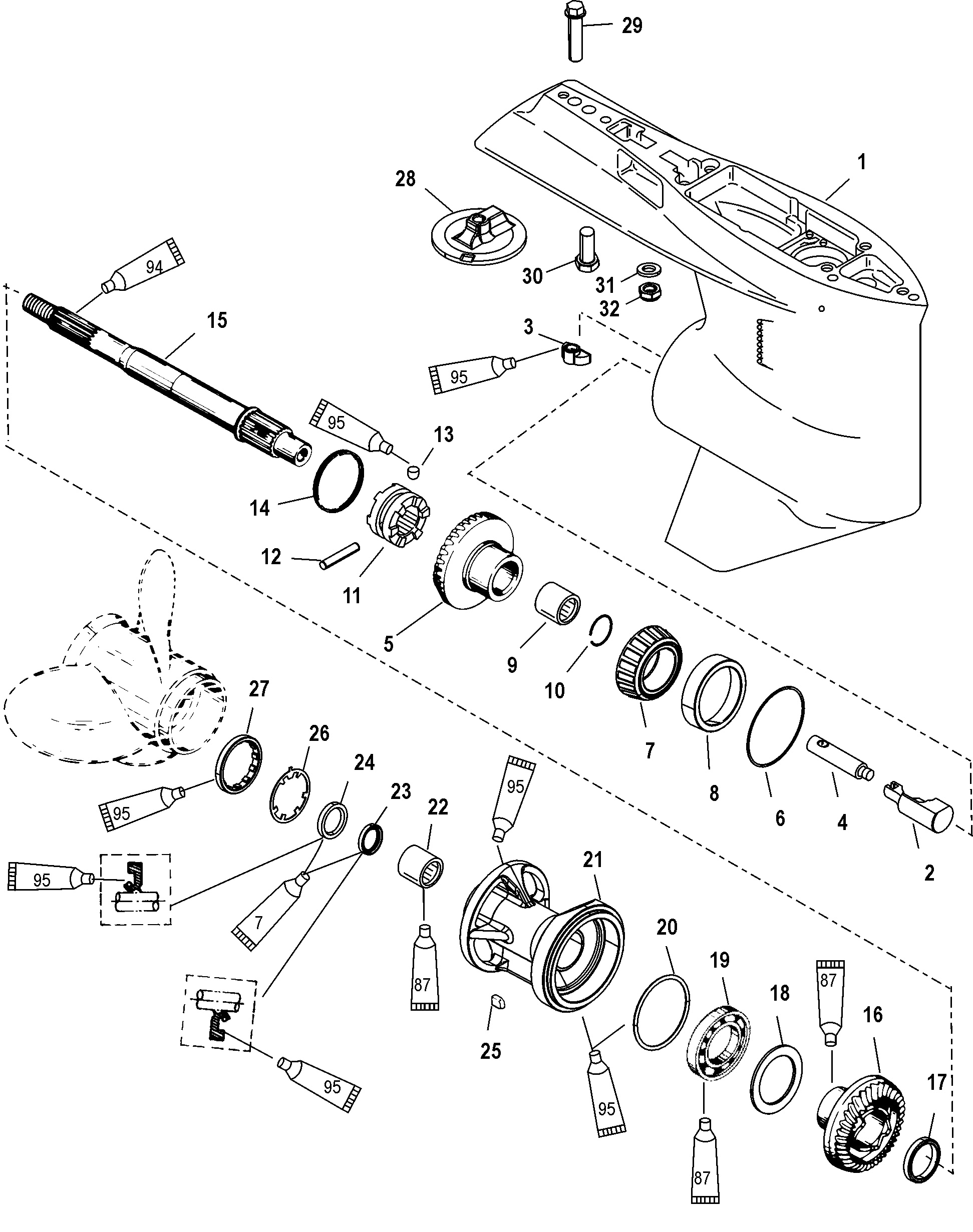 Gear Housing, Propeller Shaft - Standard Rotation