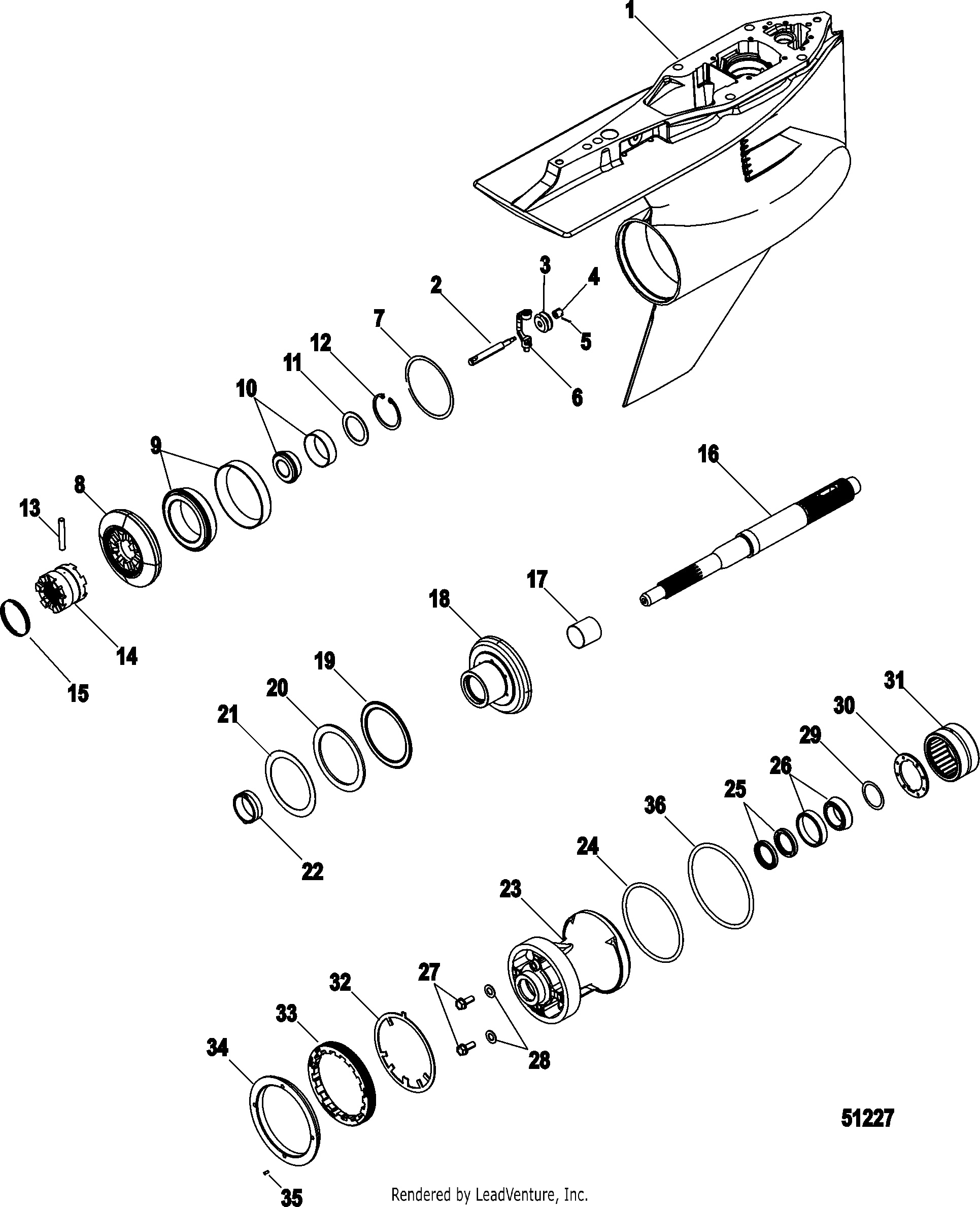 Gear Housing,, Prop Shaft-Standard Rotation, 5.44 Torpedo