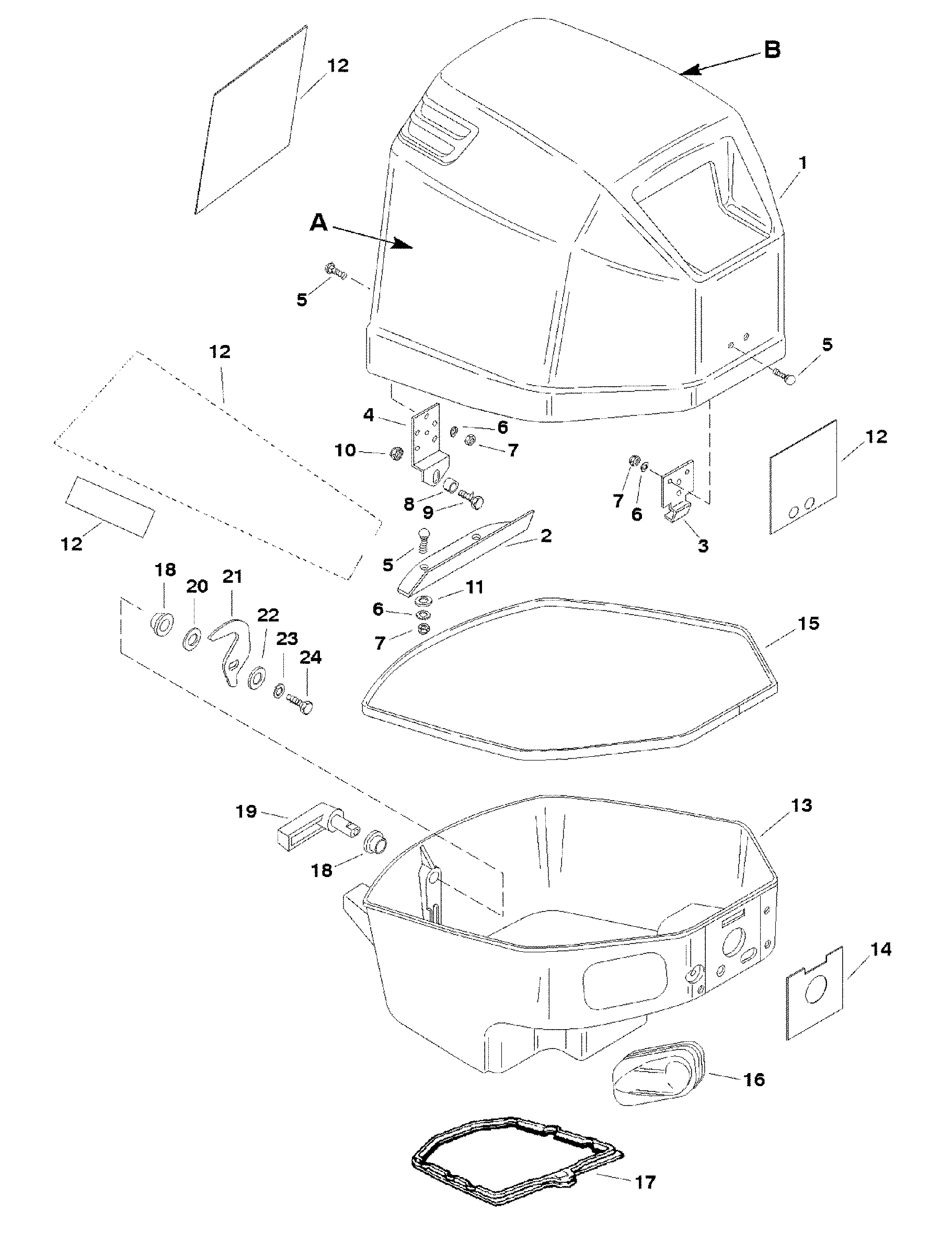 COWL ASSEMBLY, TOP AND BOTTOM