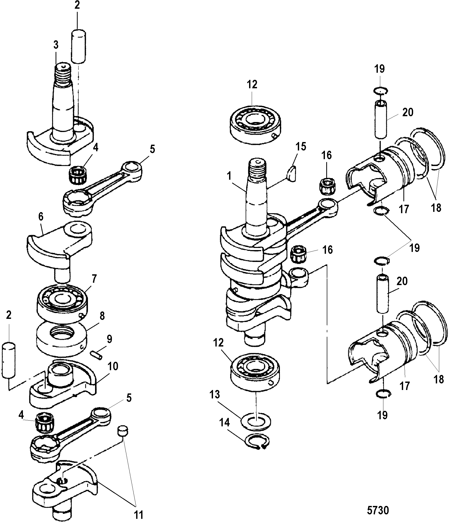 Crankshaft, Pistons and Connecting Rods