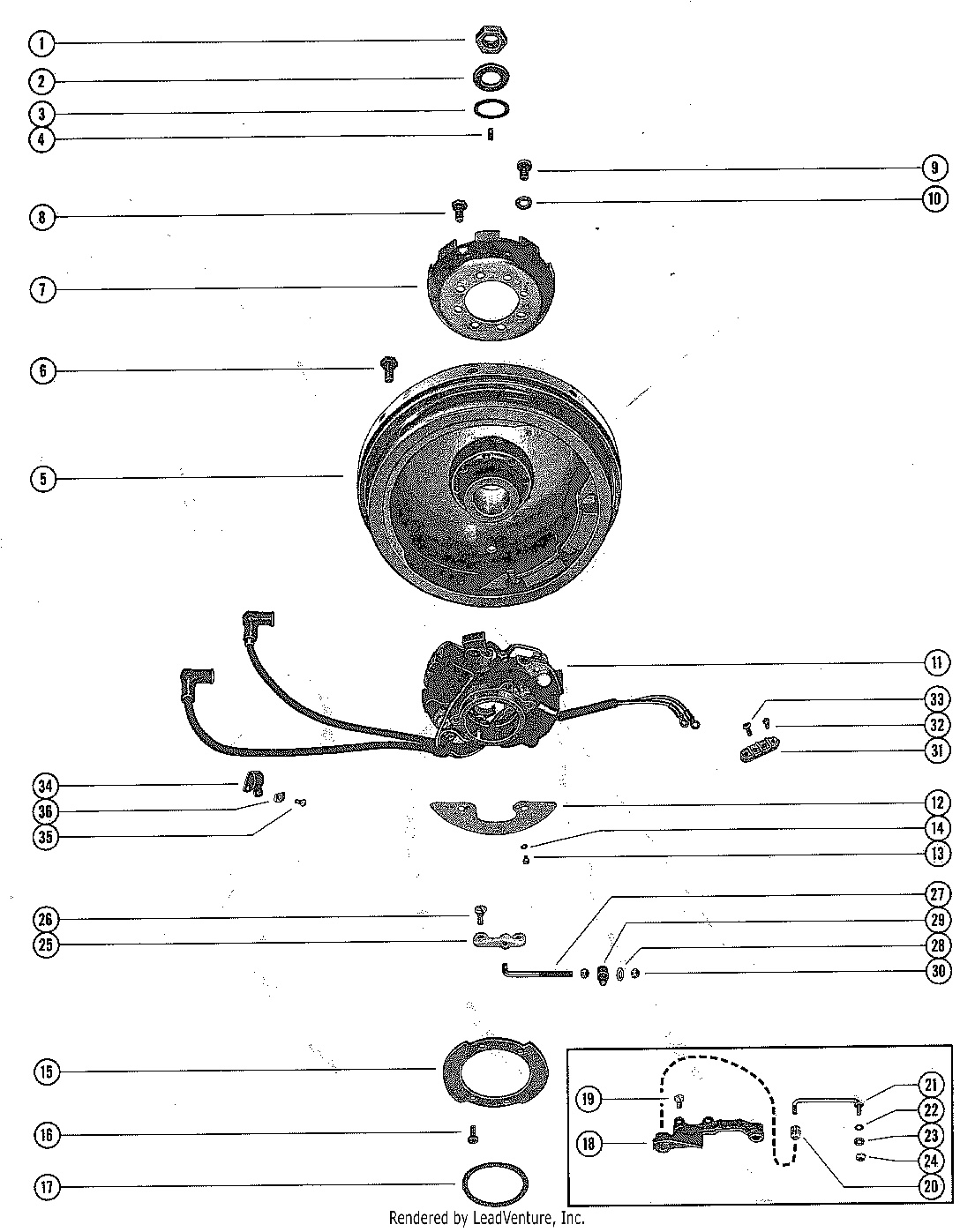 FLYWHEEL ASSEMBLY AND THROTTLE CONTROL LINKAGE