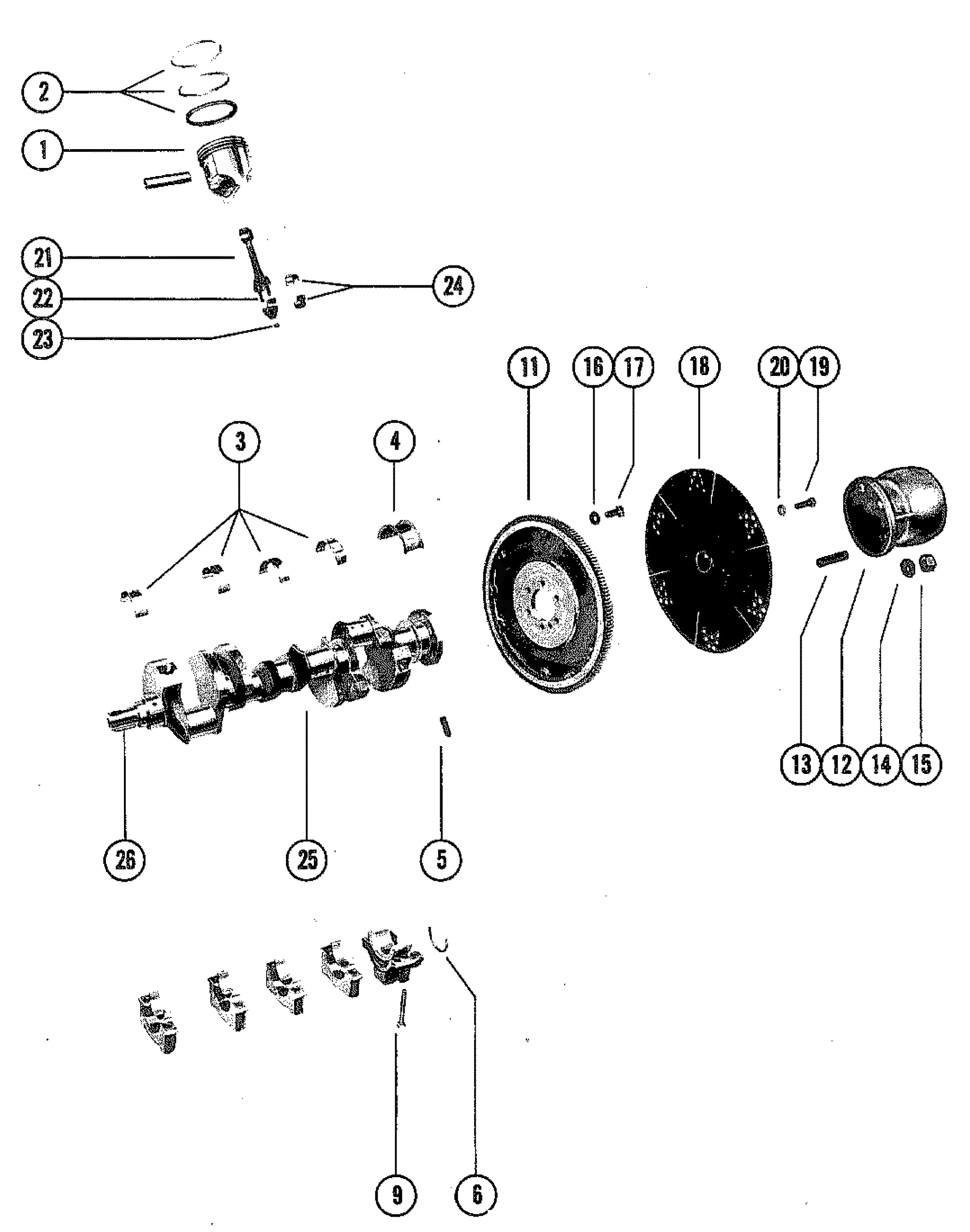 CRANKSHAFT AND PISTONS