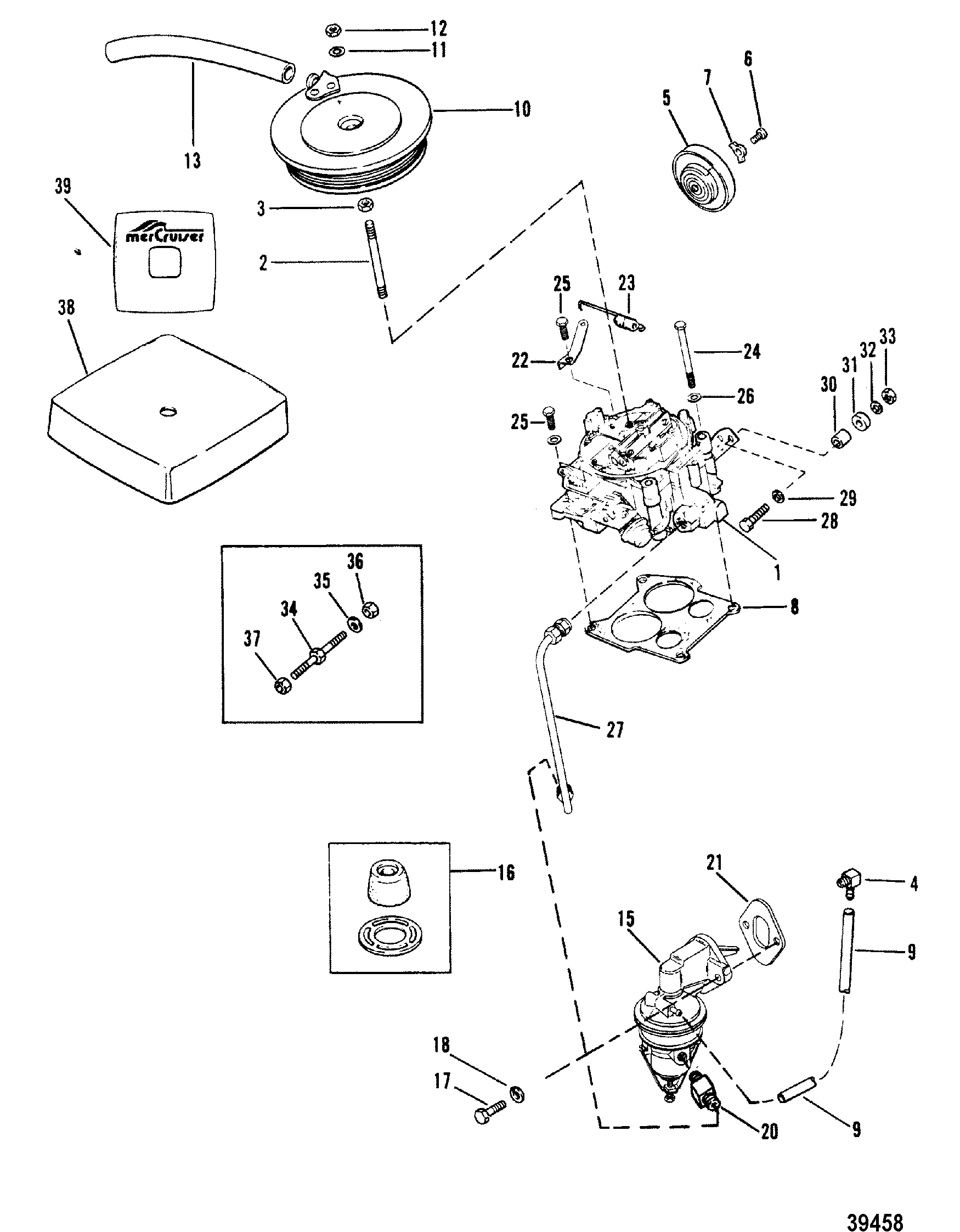 CARBURETOR AND FUEL PUMP(180-190-3.7L LX)