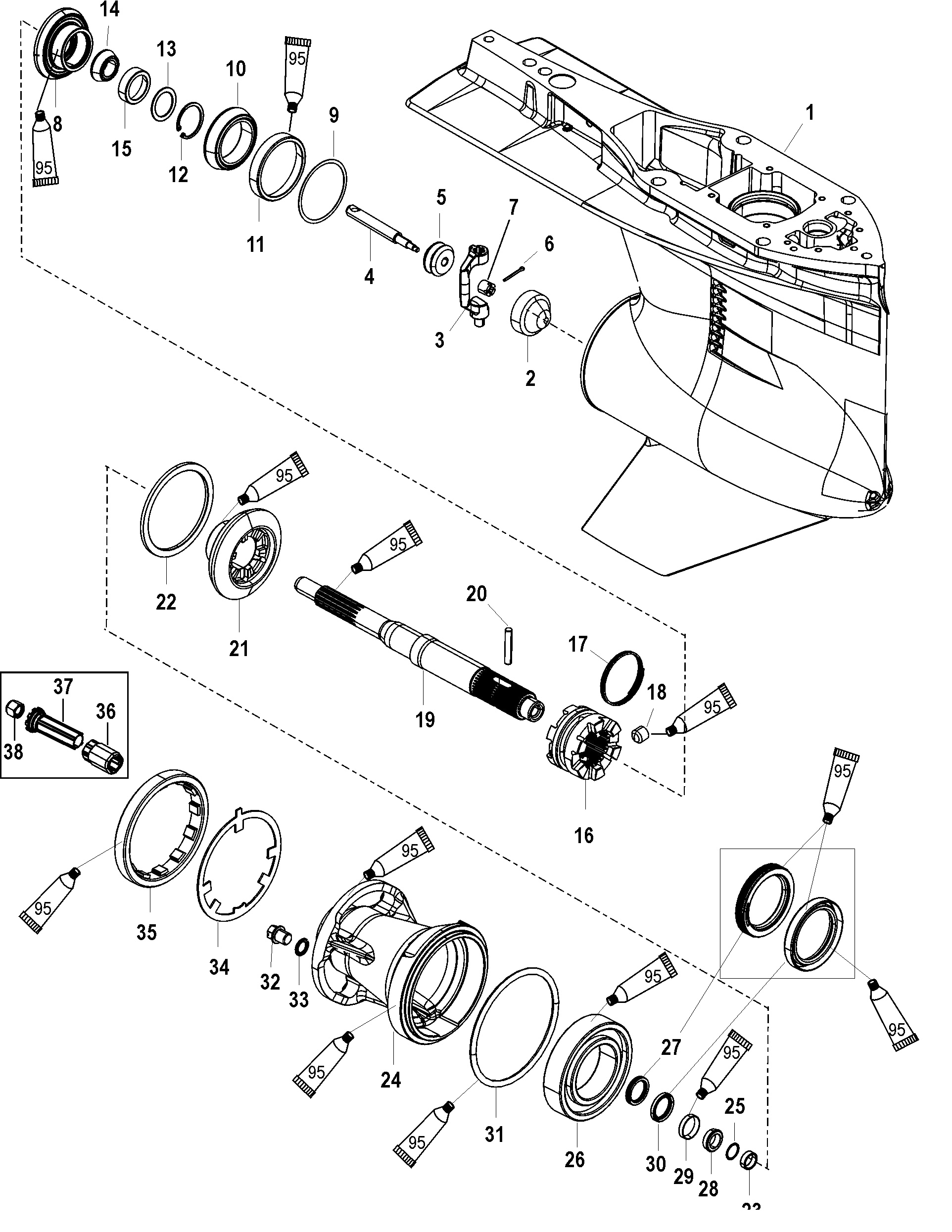 Gear Housing, Propeller Shaft-Std Rotation 2B026816 & below