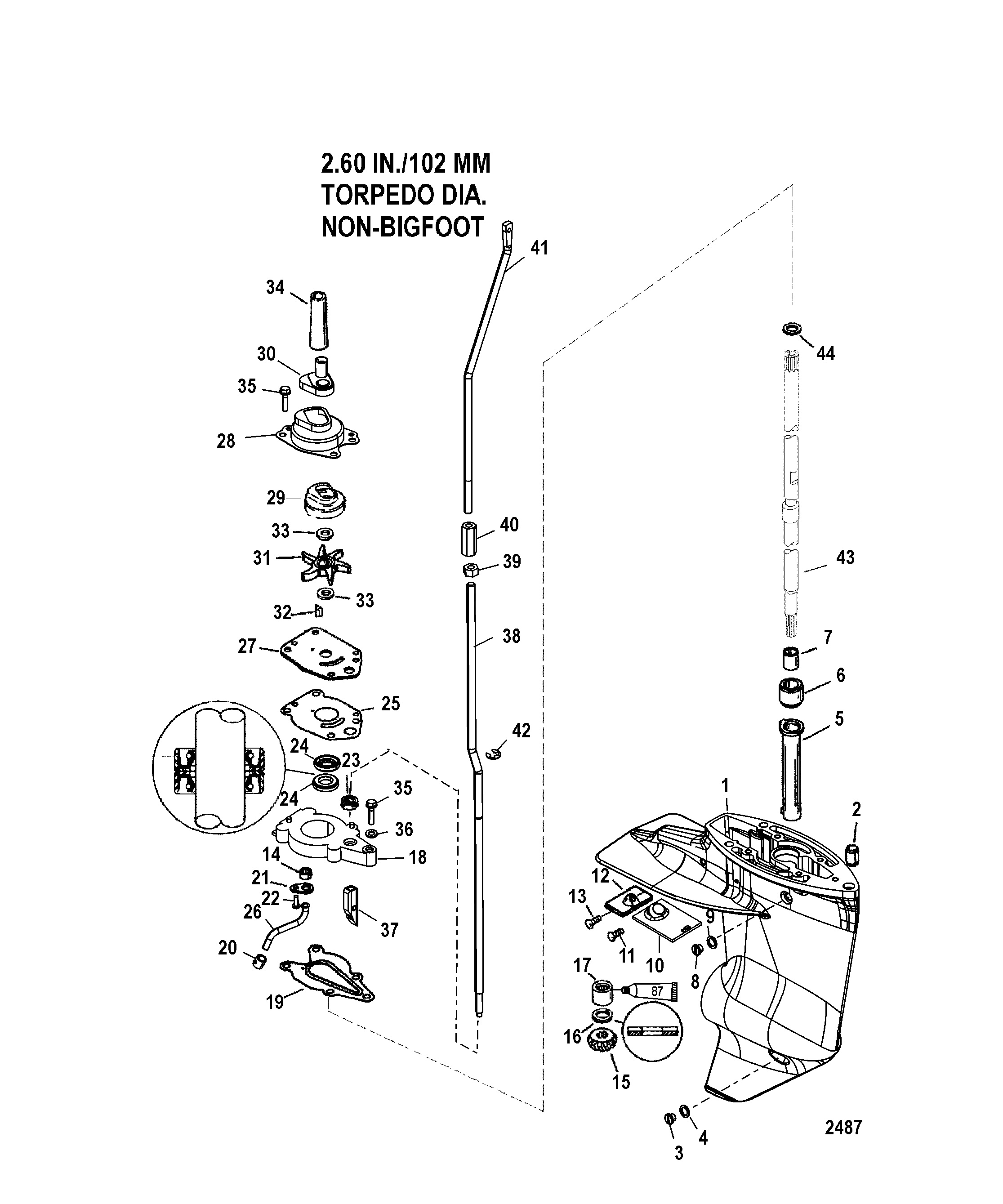 Gear Housing, Driveshaft - 2.00 1 Gear Ratio