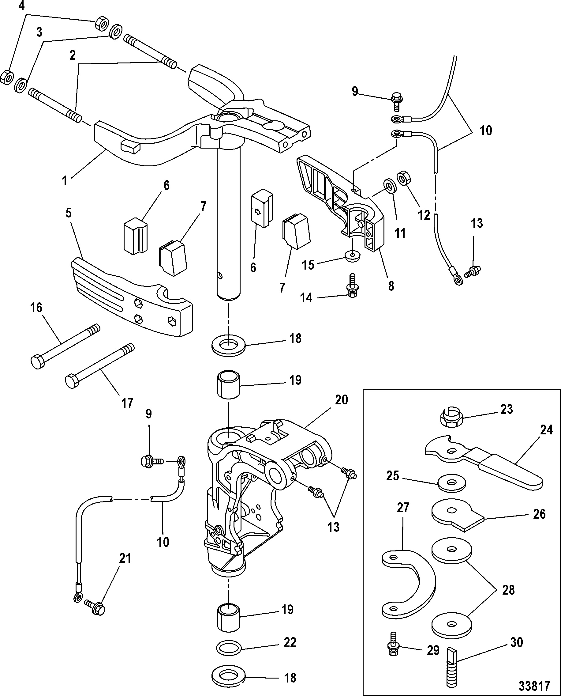 Steering Arm Swivel Bracket, Manual Tilt