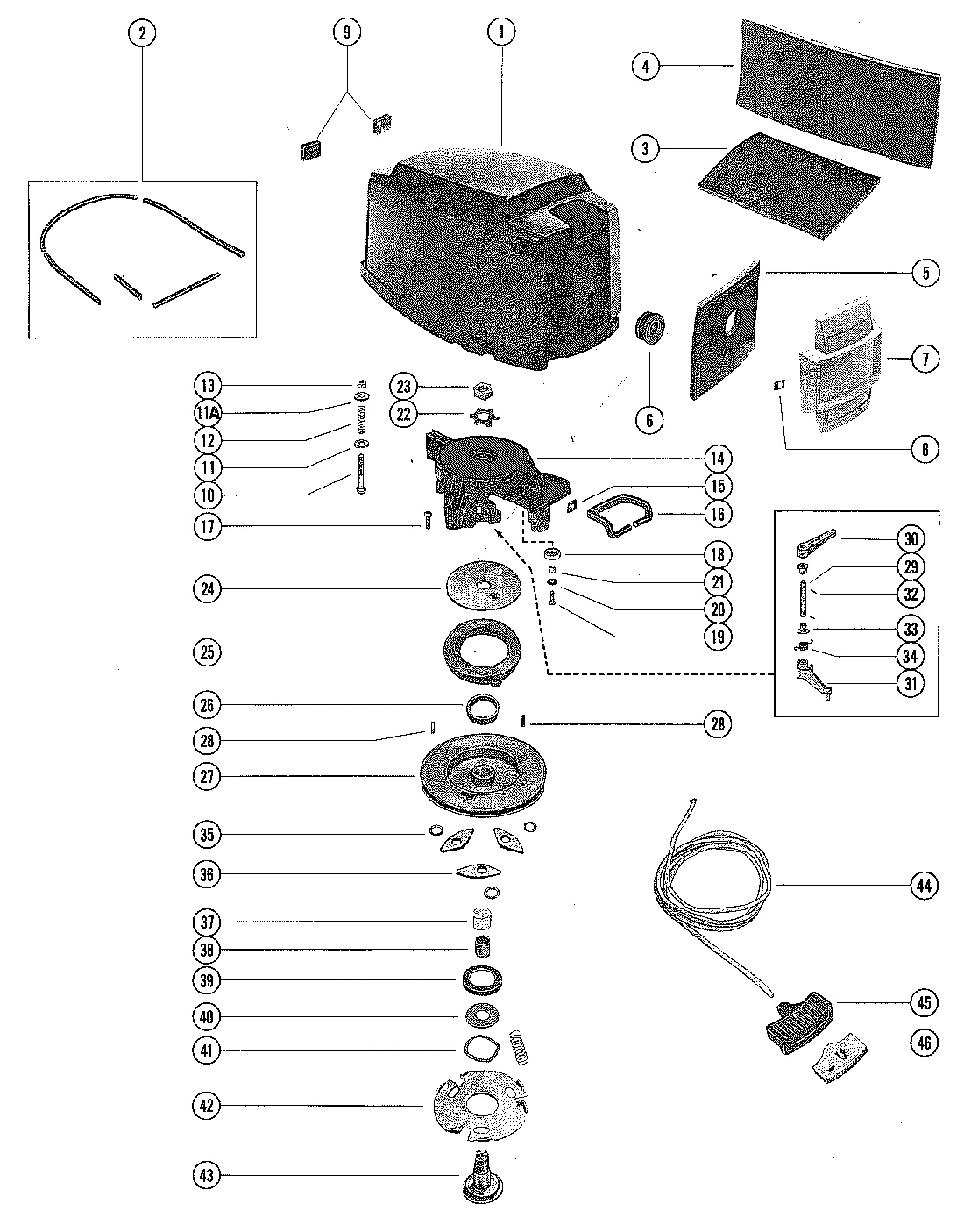 TOP COWL AND STARTER ASSEMBLY
